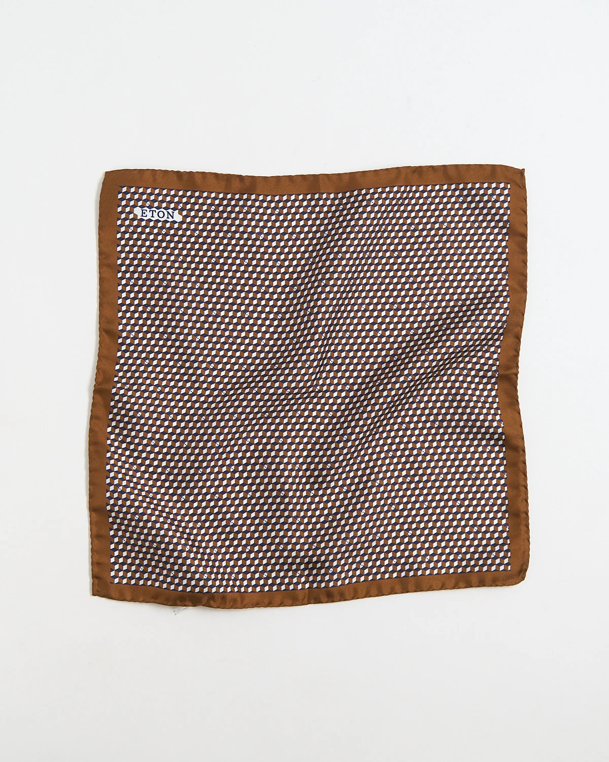 Brown Geometric Silk Pocket Square - Image 3