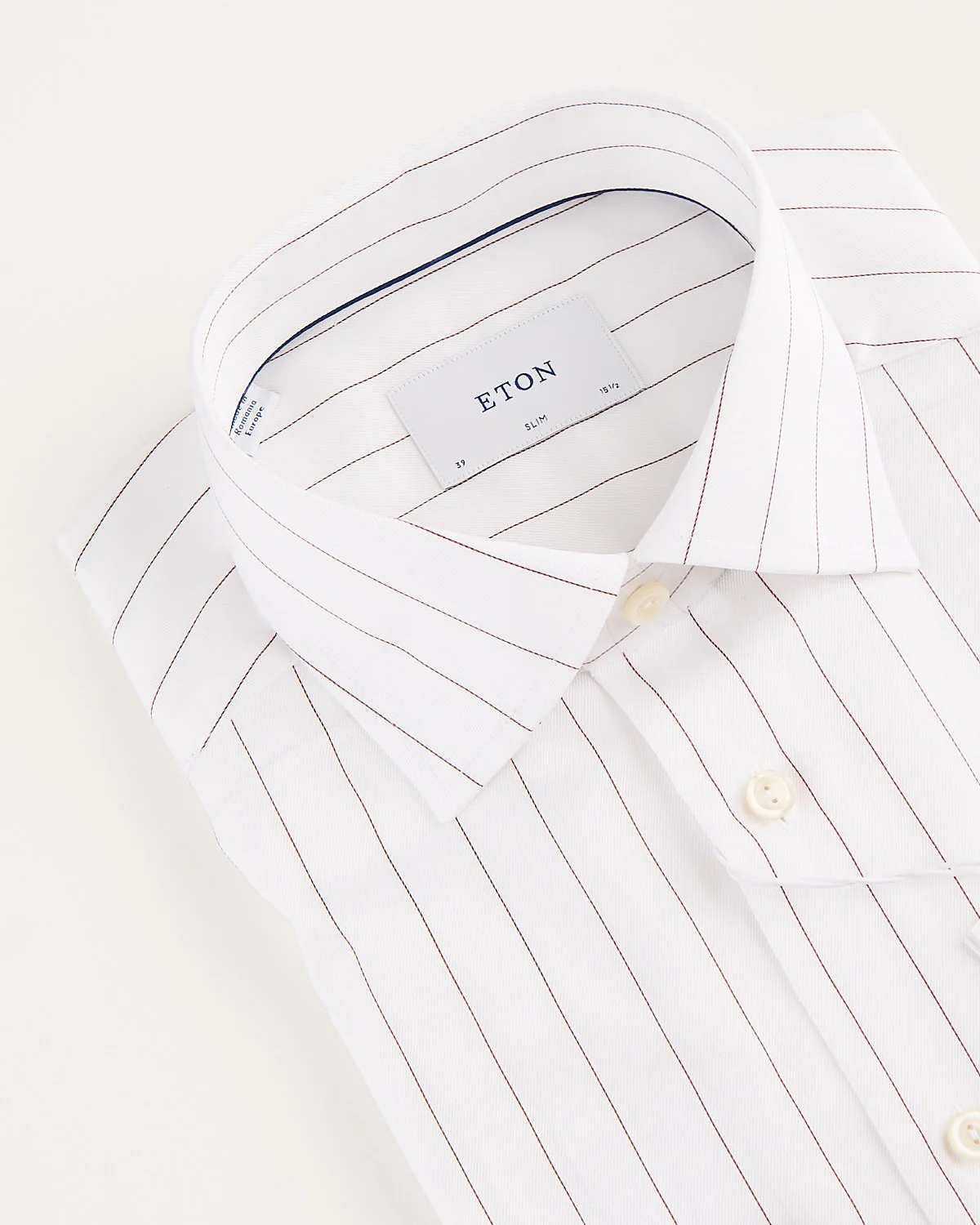 Chestnut Pin-Striped Slim Fit White Twill Shirt - Image 2