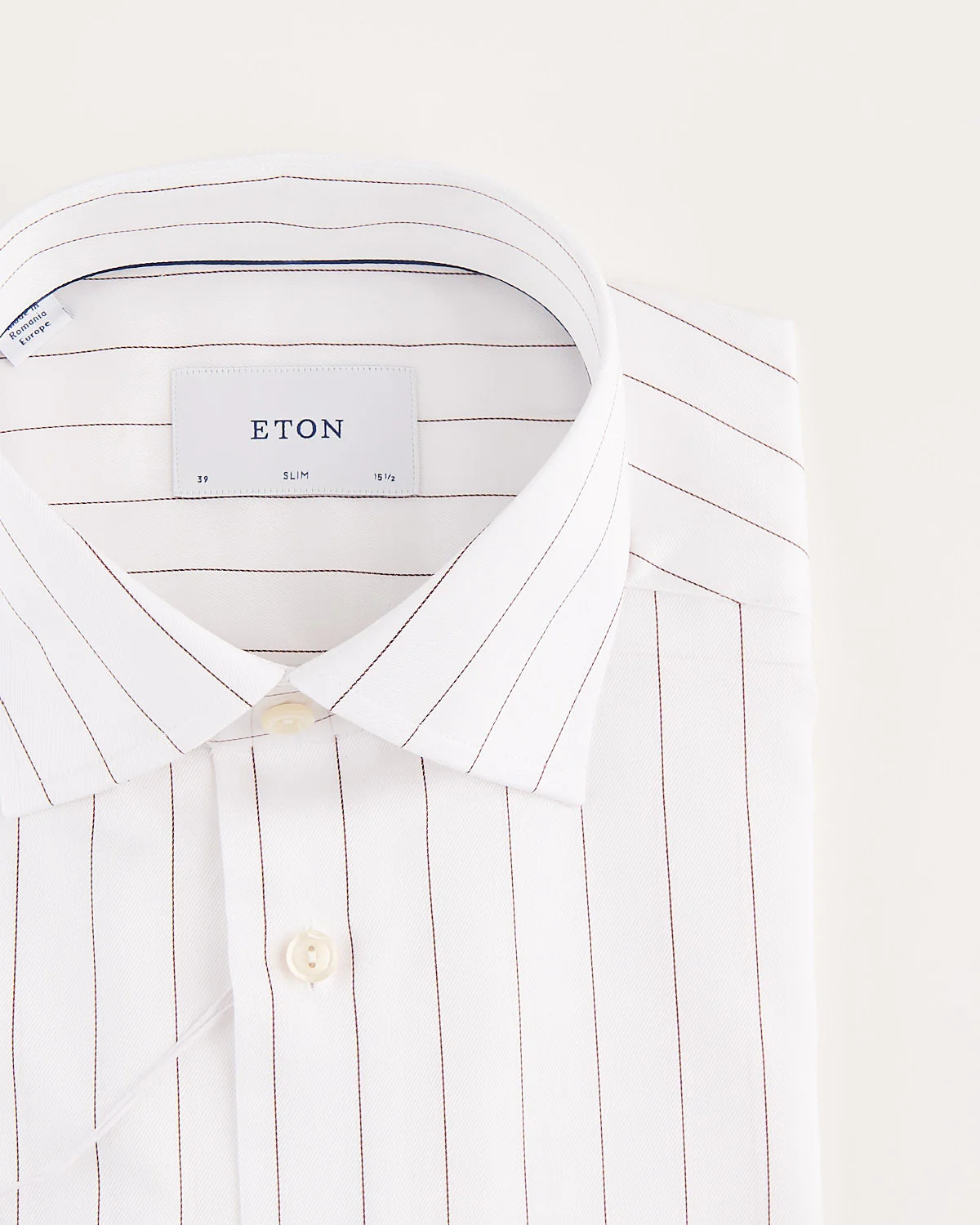 Chestnut Pin-Striped Slim Fit White Twill Shirt - Image 4