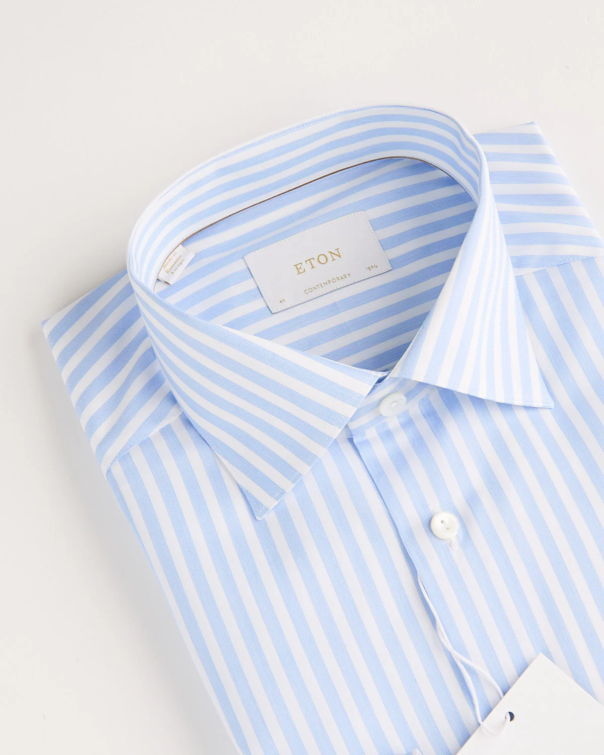 Contemporary Light Blue Bengal Striped Elevated Pique Shirt - Image 2
