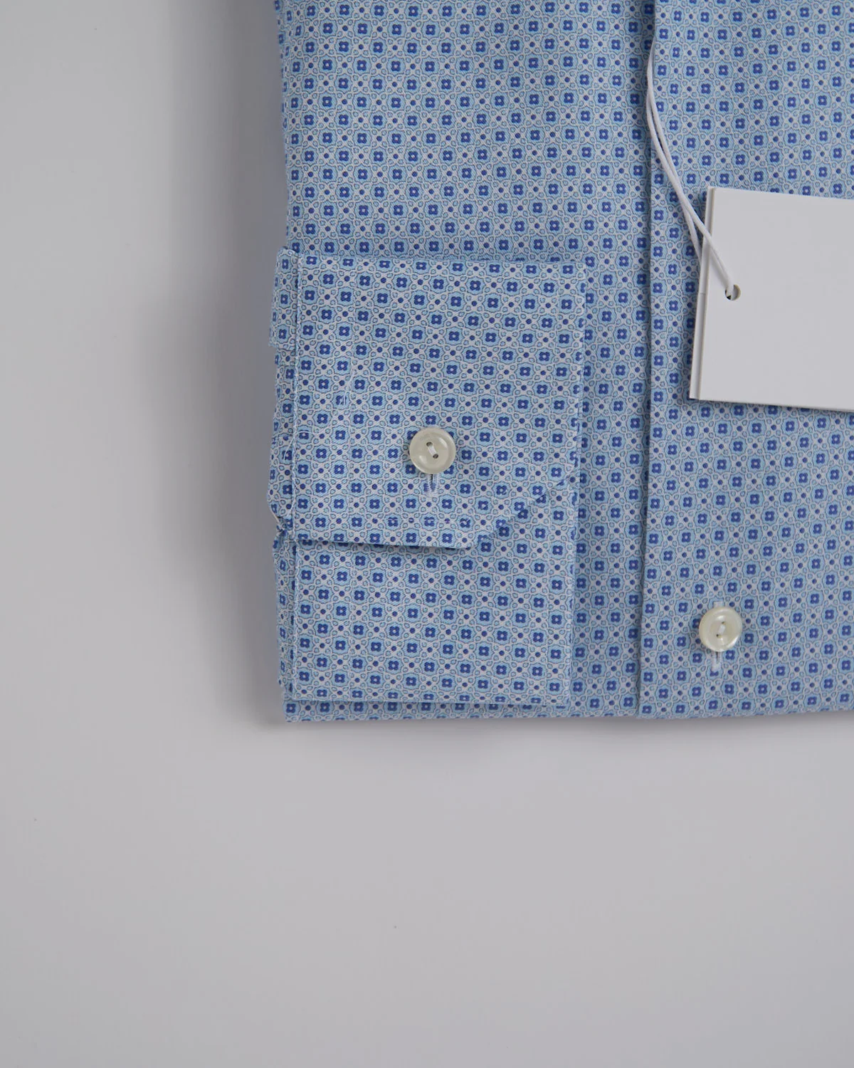 Contemporary Light Blue Geometric Print Signature Twill Shirt - Image 2