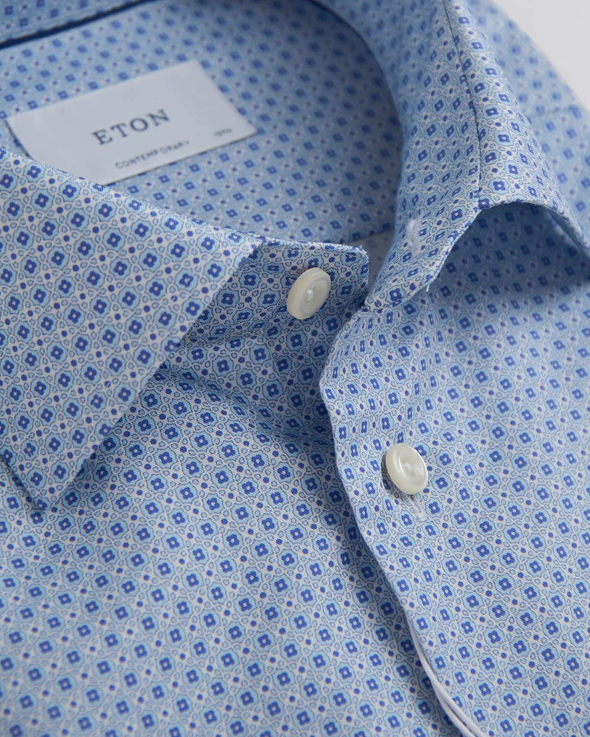 Contemporary Light Blue Geometric Print Signature Twill Shirt - Image 3