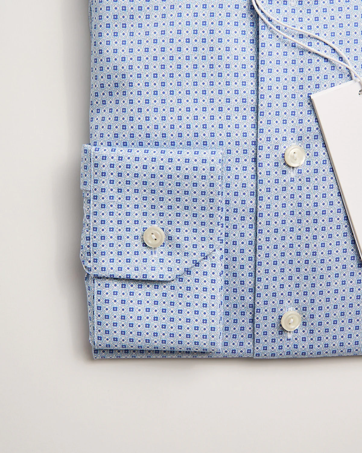 Contemporary Light Blue Geometric Print Signature Twill Shirt - Image 7