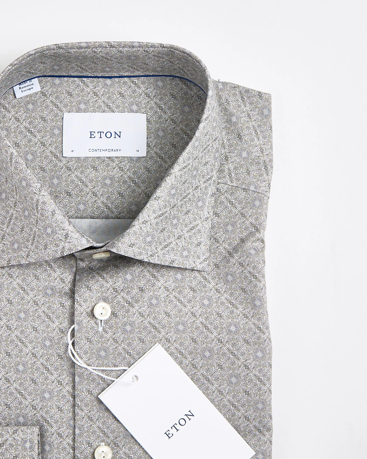 Contemporary Sage Geometric Signature Twill Shirt - Image 2