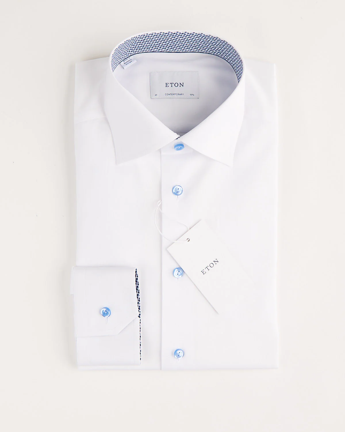 Contemporary White Solid Signature Twill Geometric Effect Shirt
