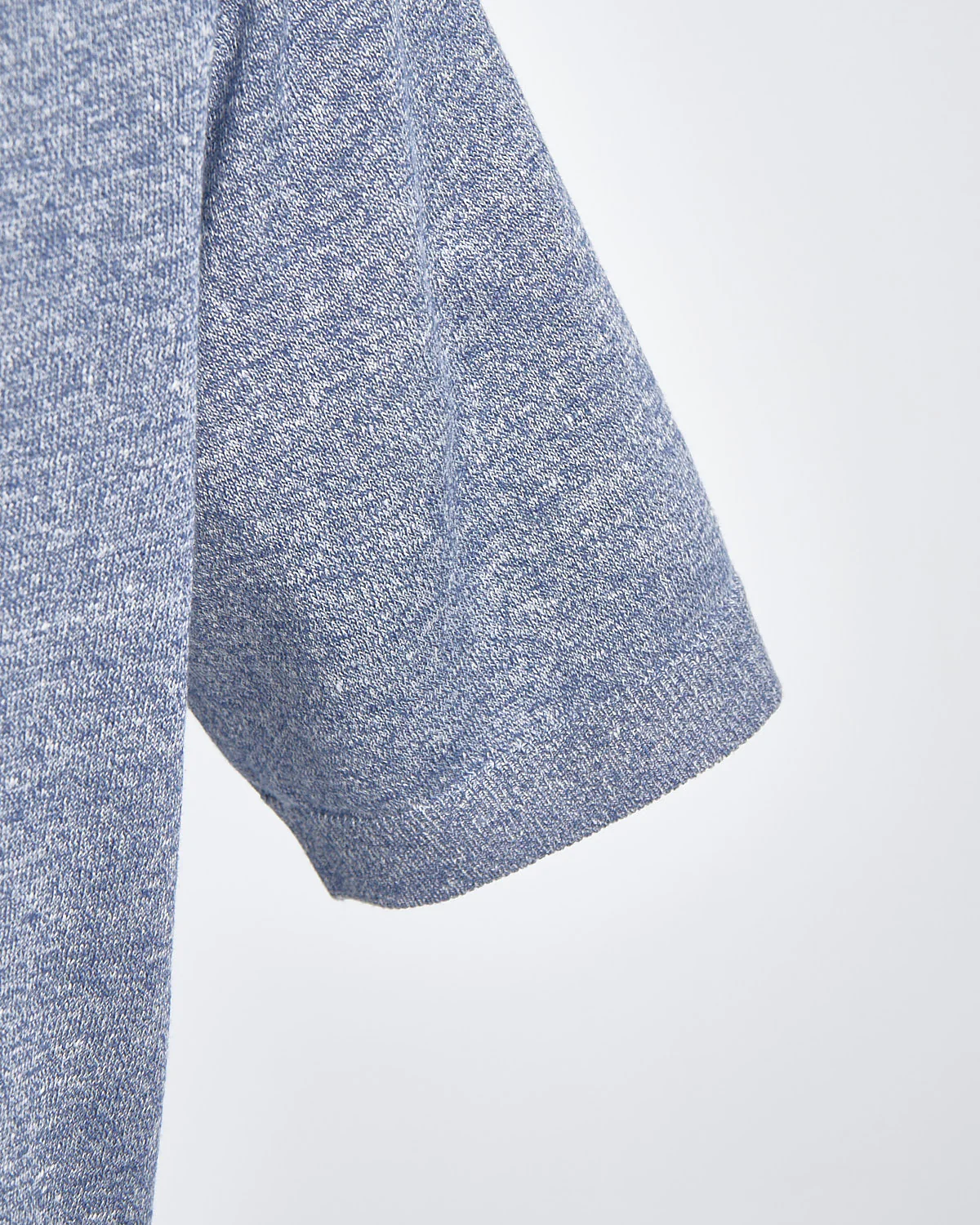 Dark Blue Cotton Linen Fine Knit Polo Shirt - Image 5
