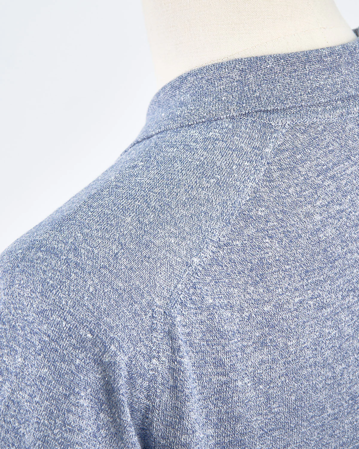 Dark Blue Cotton Linen Fine Knit Polo Shirt - Image 7