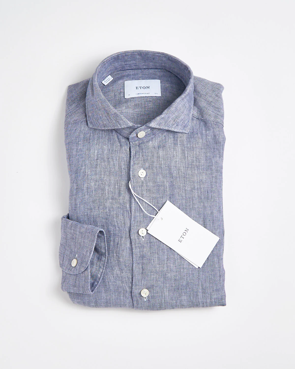 Dark Blue Solid Twill Linen Shirt