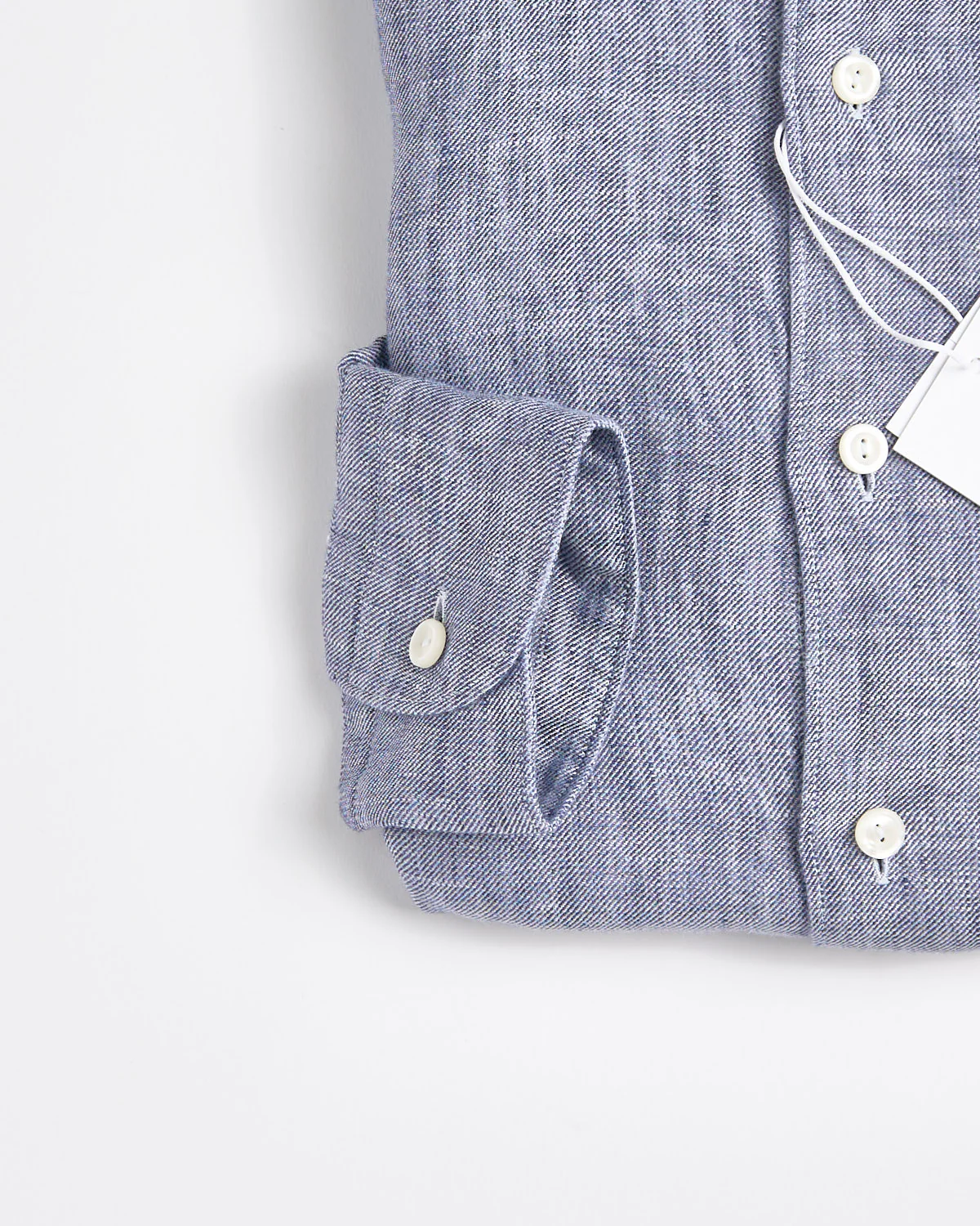 Dark Blue Solid Twill Linen Shirt - Image 3