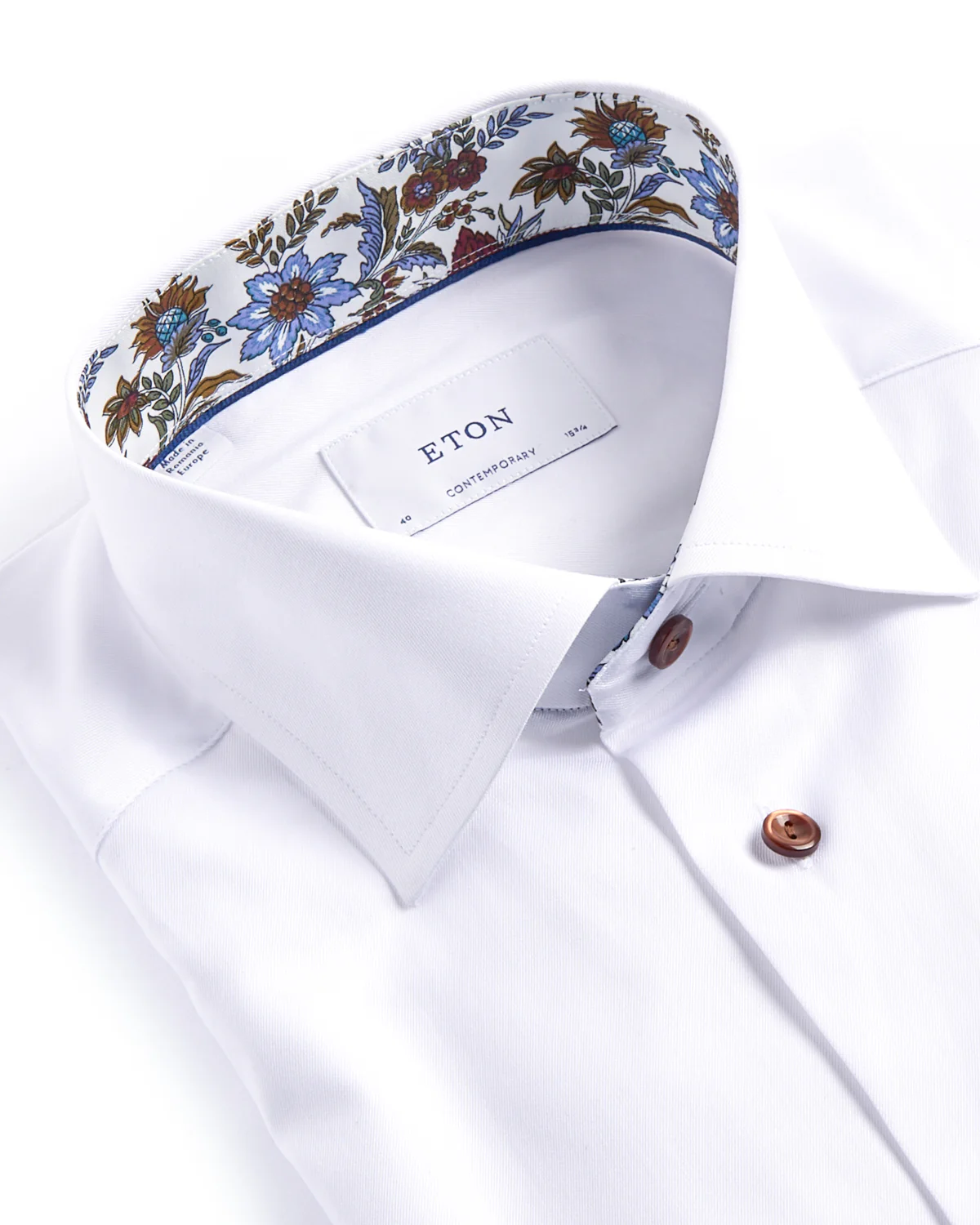 Floral Effect Cut Away Twill Shirt Contemporary Fit - Image 2
