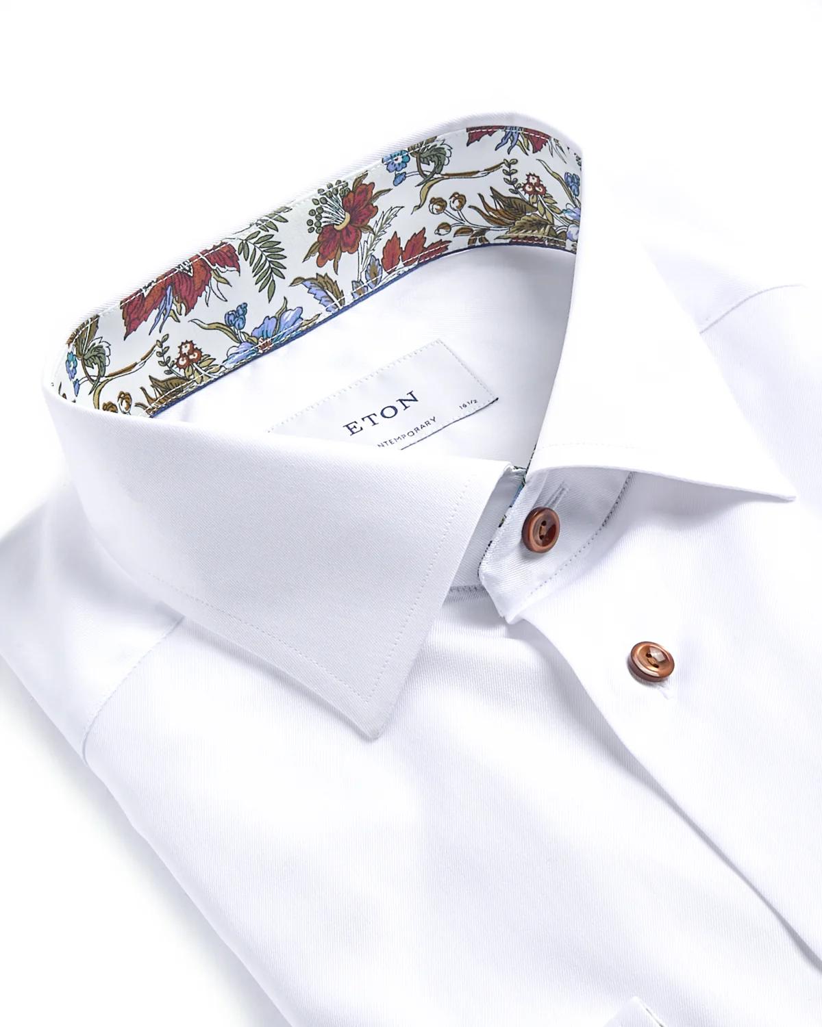 Floral Effect Cut Away Twill Shirt Contemporary Fit - Image 5