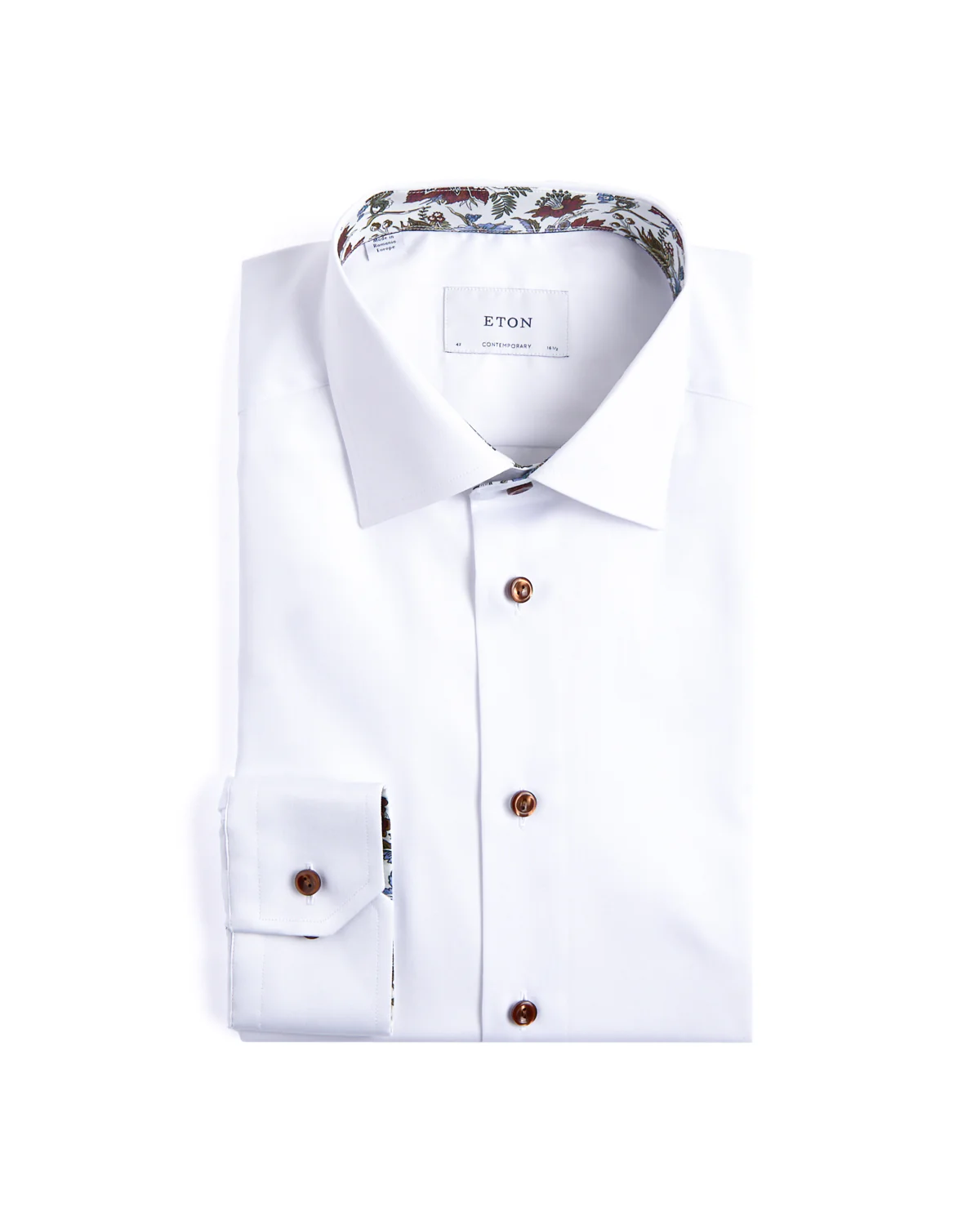 Floral Effect Cut Away Twill Shirt Contemporary Fit - Image 7
