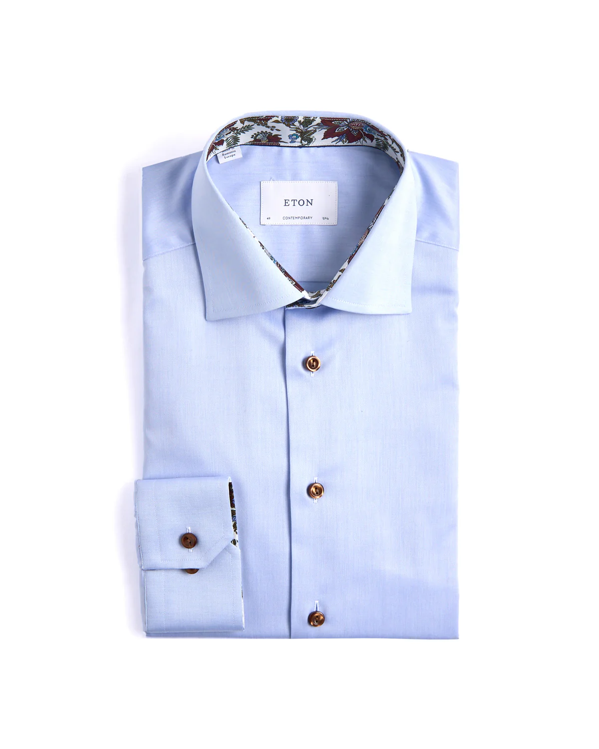 Floral Effect Cut Away Twill Shirt Contemporary Fit