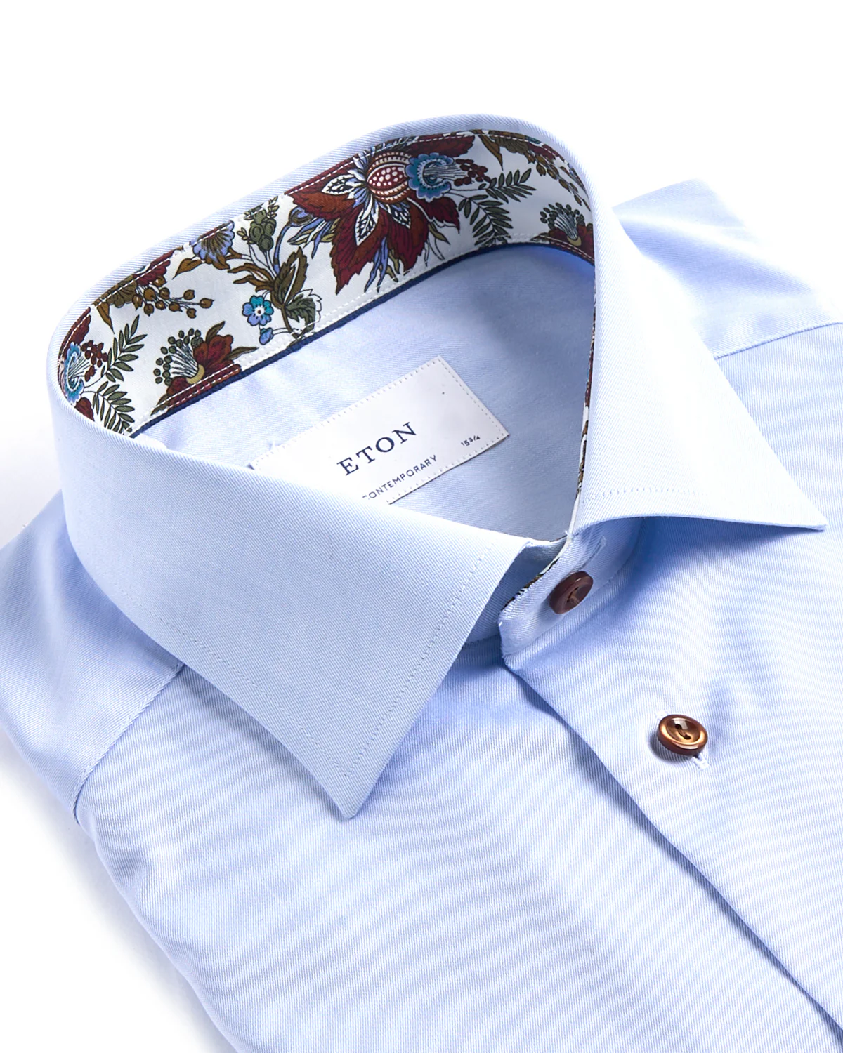 Floral Effect Cut Away Twill Shirt Contemporary Fit - Image 2