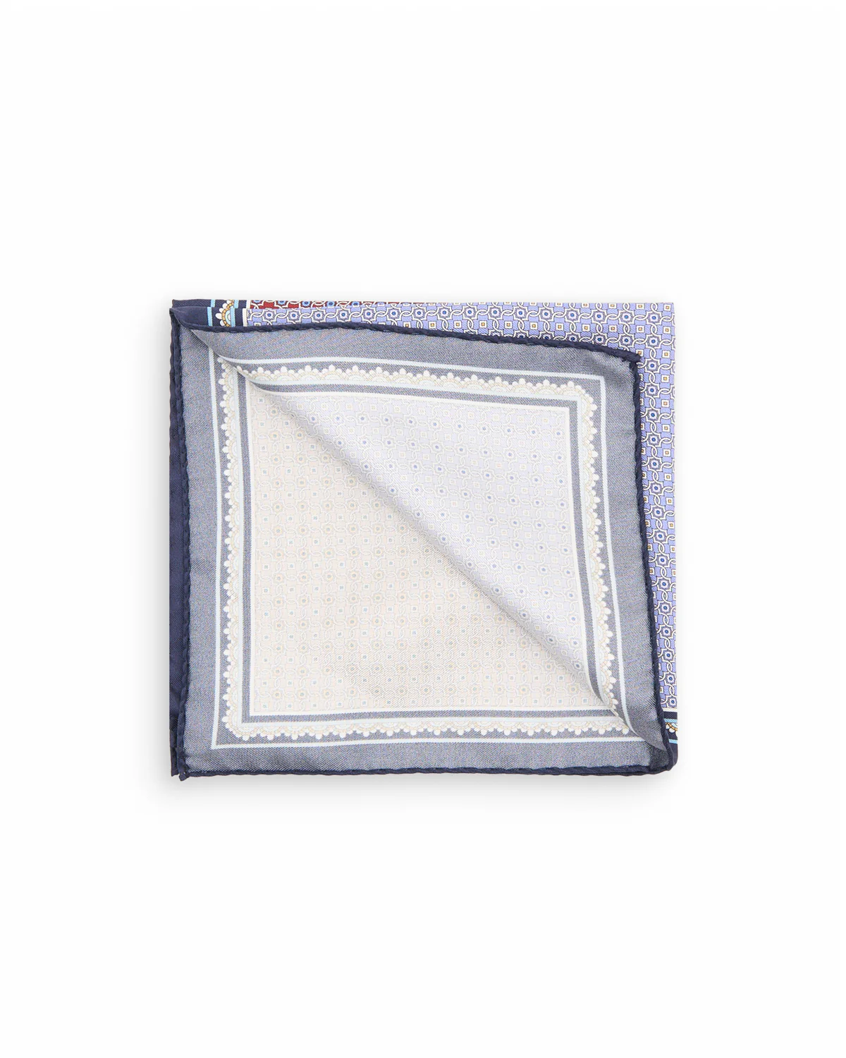 Four Sided Medallion Silk Twill Pocket Square - Image 2