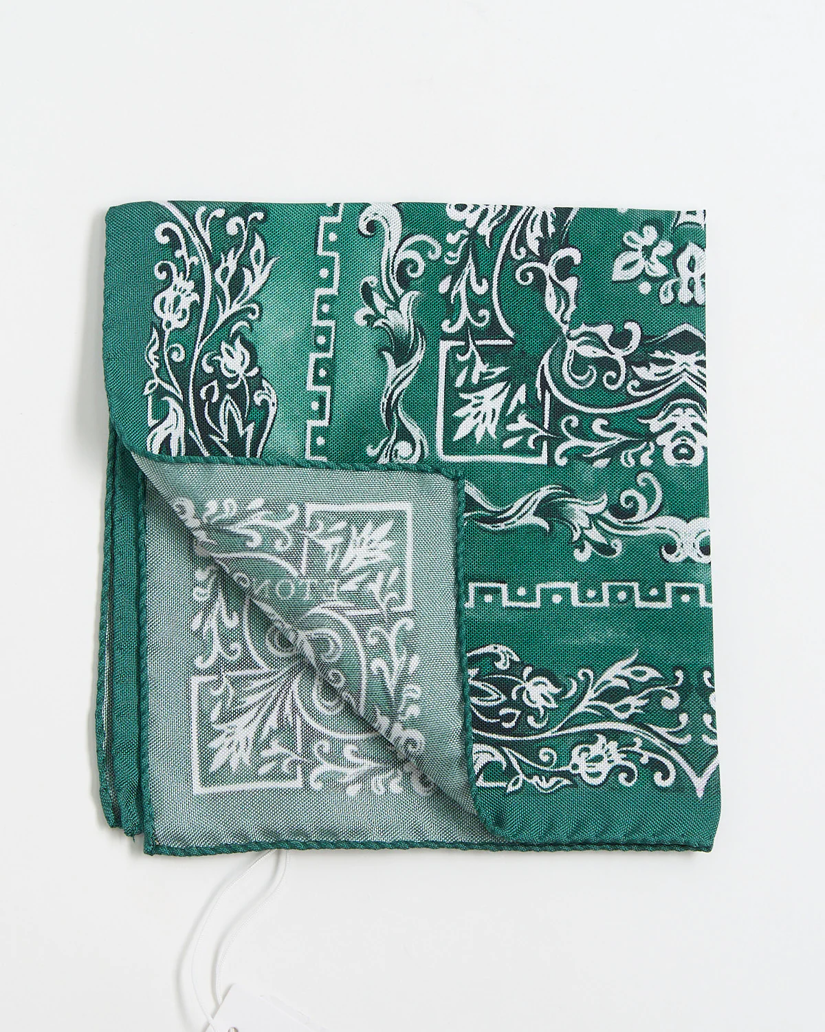 Green Medallion Silk Pocket Square