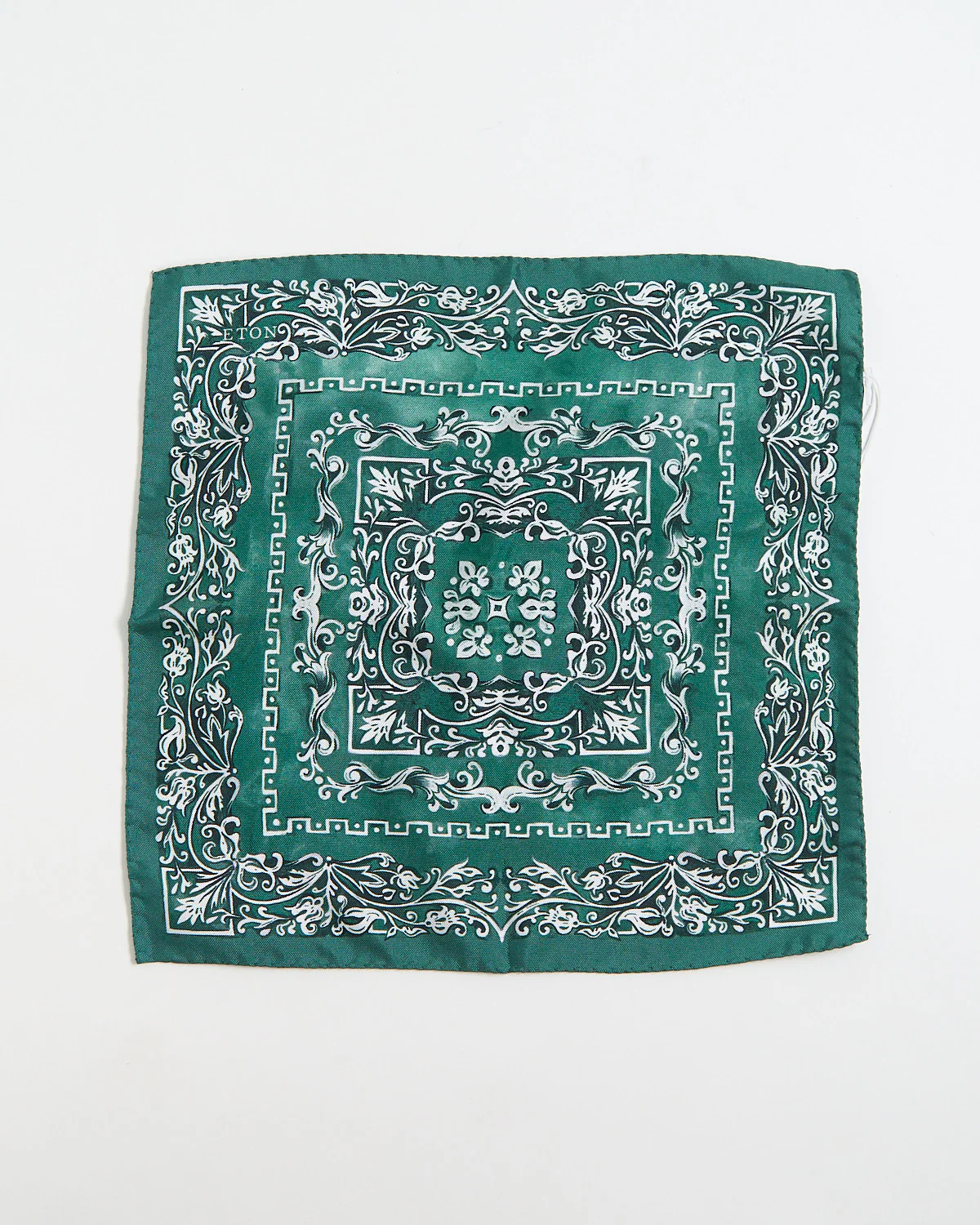 Green Medallion Silk Pocket Square - Image 3