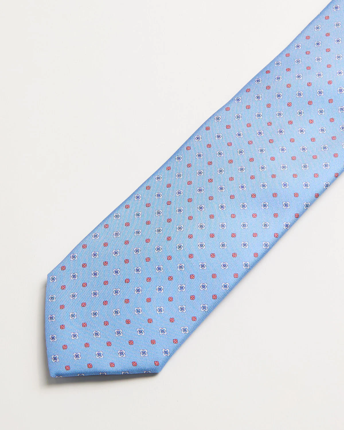 Light Blue Micro Floral Print Silk Tie - Image 2