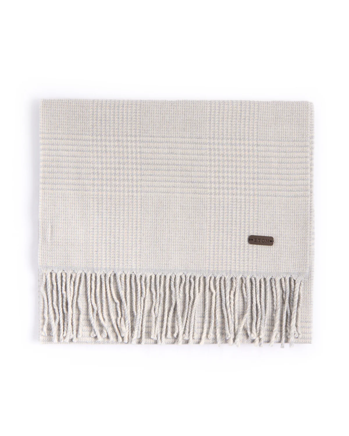 Light Grey Pow Check Merino Wool Scarf