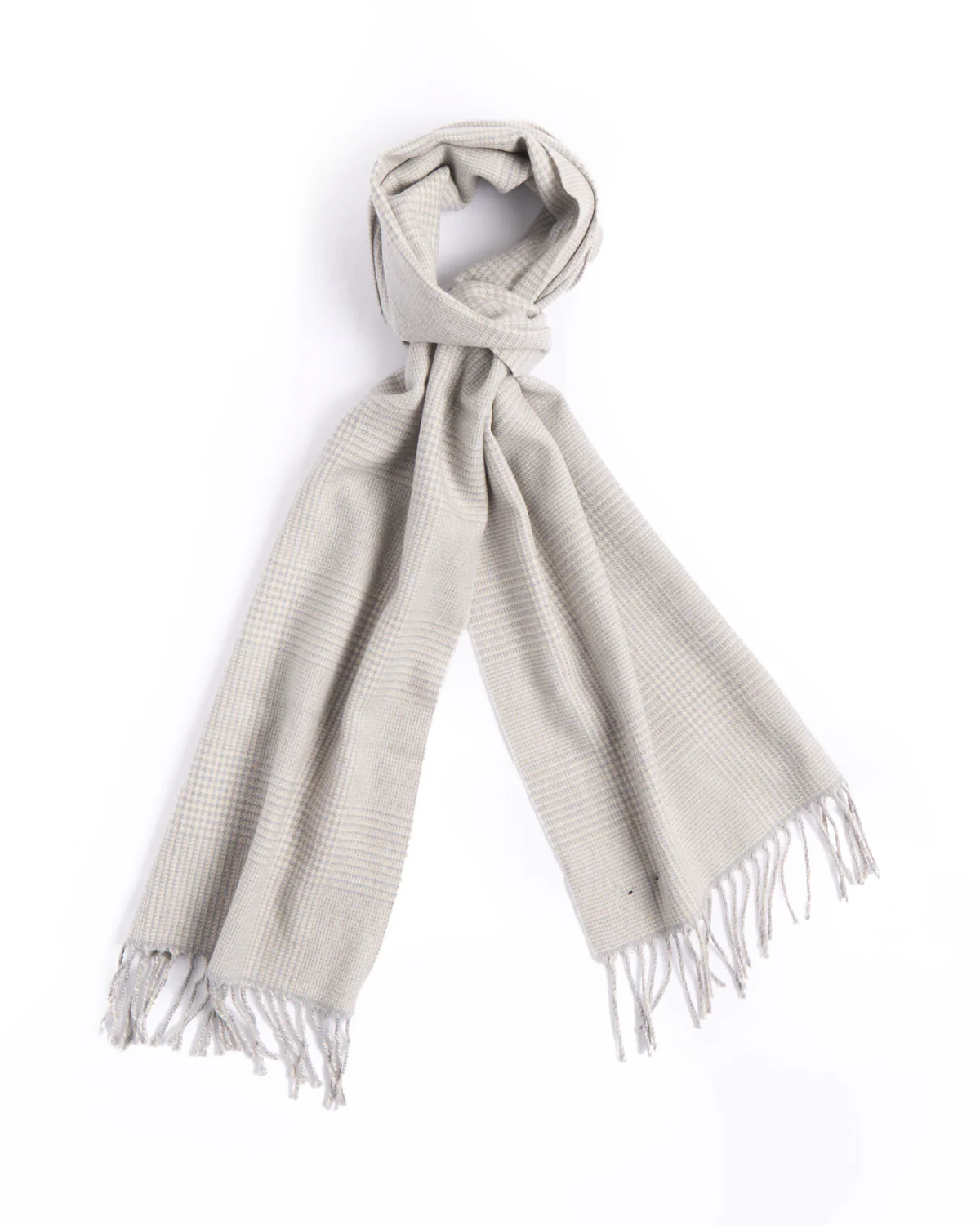 Light Grey Pow Check Merino Wool Scarf - Image 2