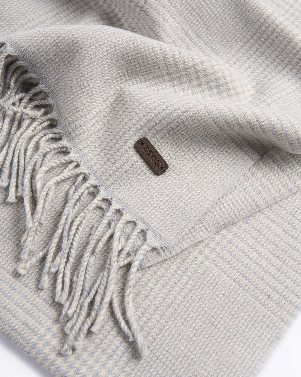 Light Grey Pow Check Merino Wool Scarf - Image 3