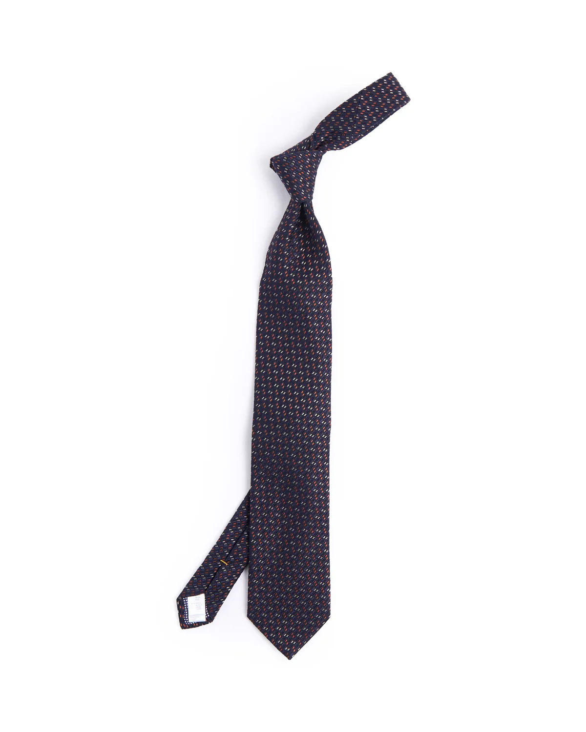 Navy Blue Geometric Woven Silk Tie