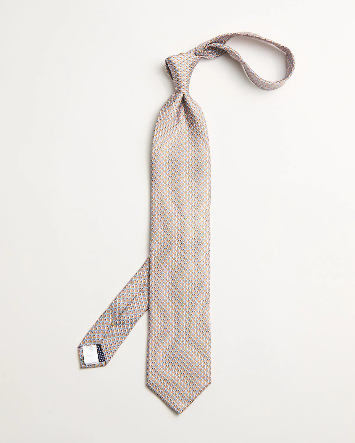 Orange Geometric Print Silk Tie