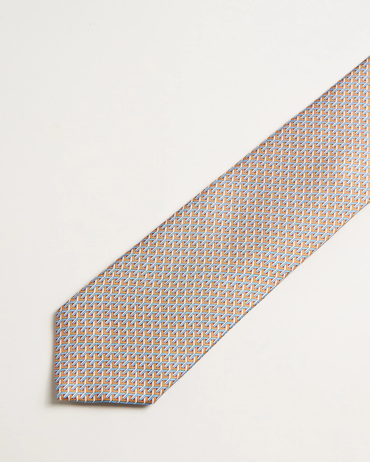Orange Geometric Print Silk Tie - Image 2