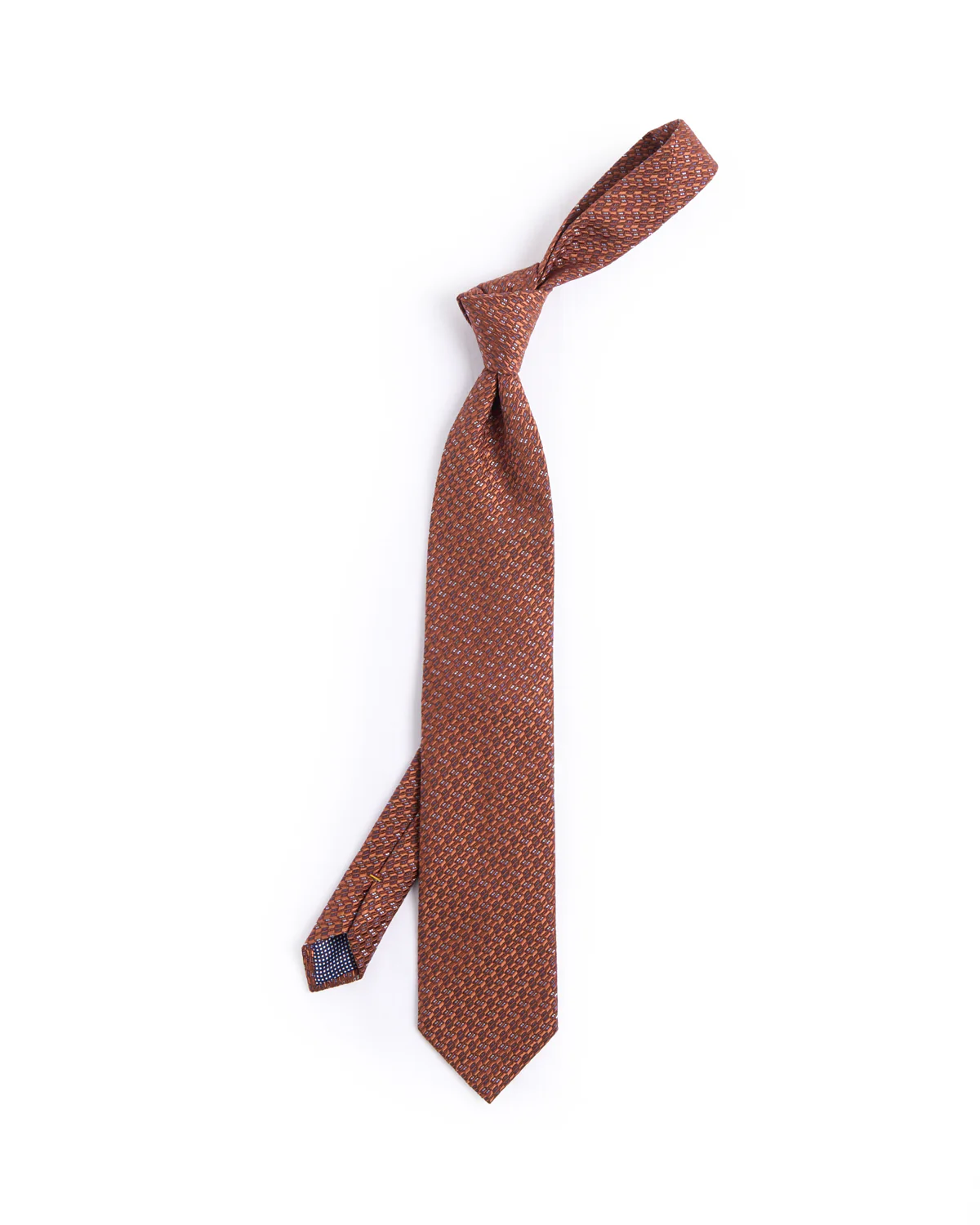 Orange Geometric Woven Silk Tie
