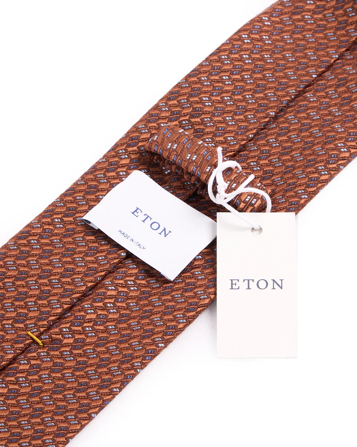 Orange Geometric Woven Silk Tie - Image 3