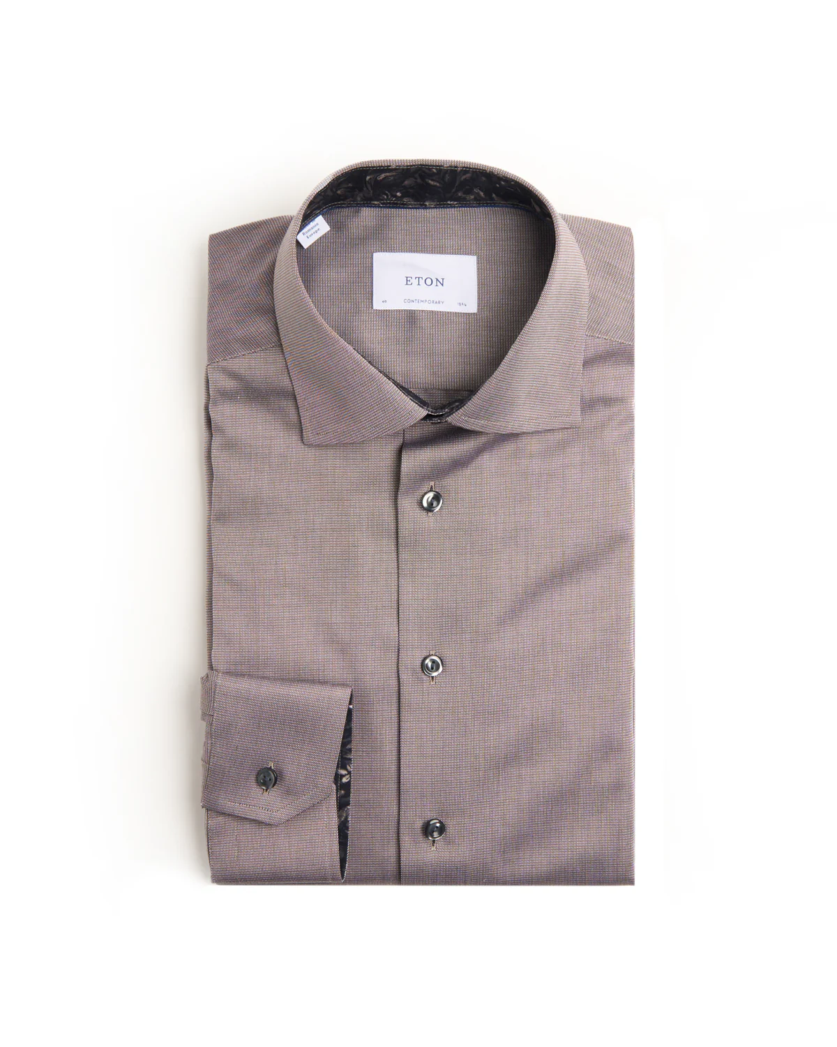Semi Solid Contemporary Shirt With Floral Trim