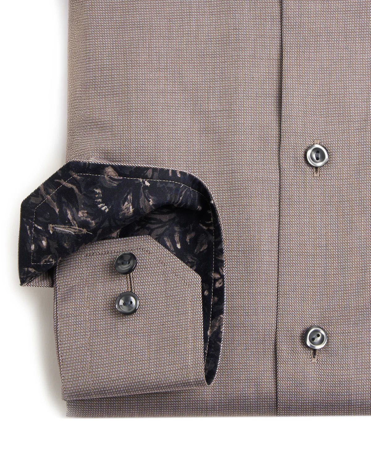 Semi Solid Contemporary Shirt With Floral Trim - Image 3