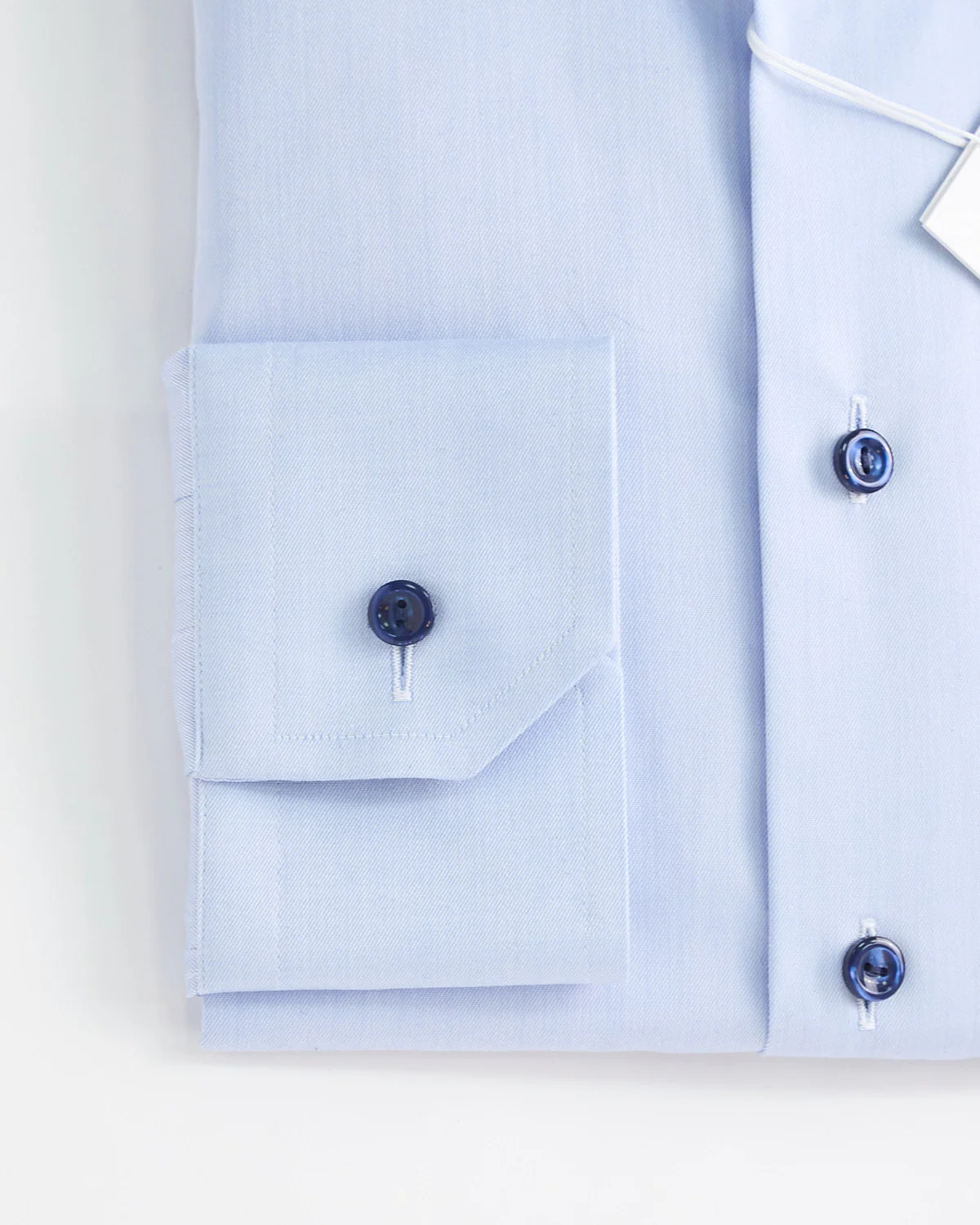 Signature Twill Light Blue Slim Shirt With Navy Button - Image 2