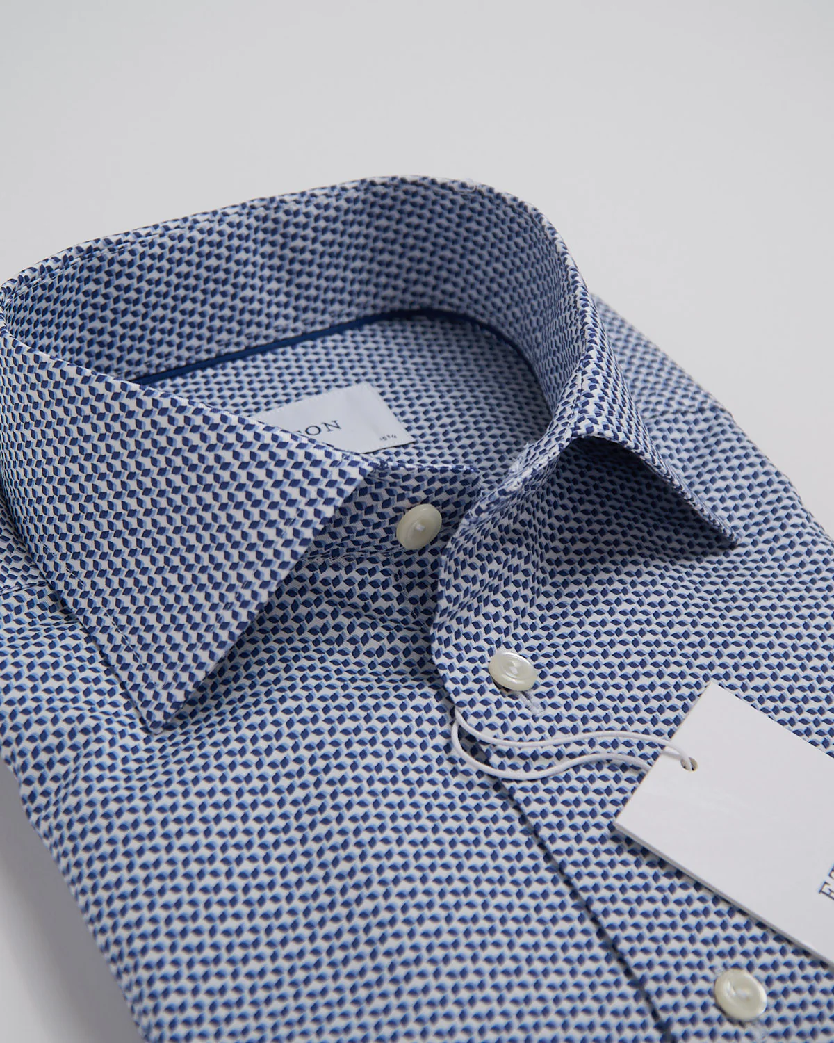 Slim Blue Micro Geometric Signature Twill Shirt - Image 3