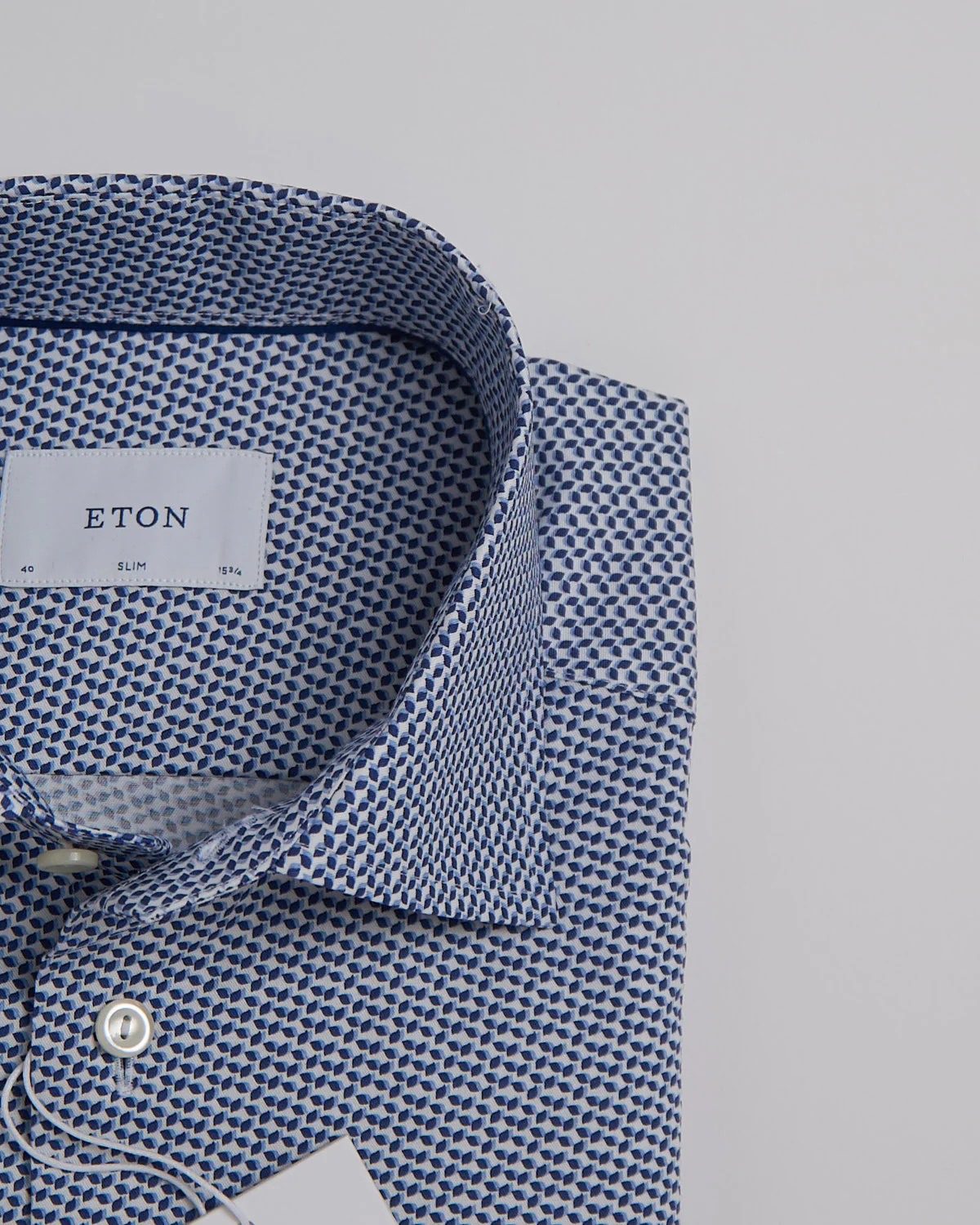 Slim Blue Micro Geometric Signature Twill Shirt - Image 4