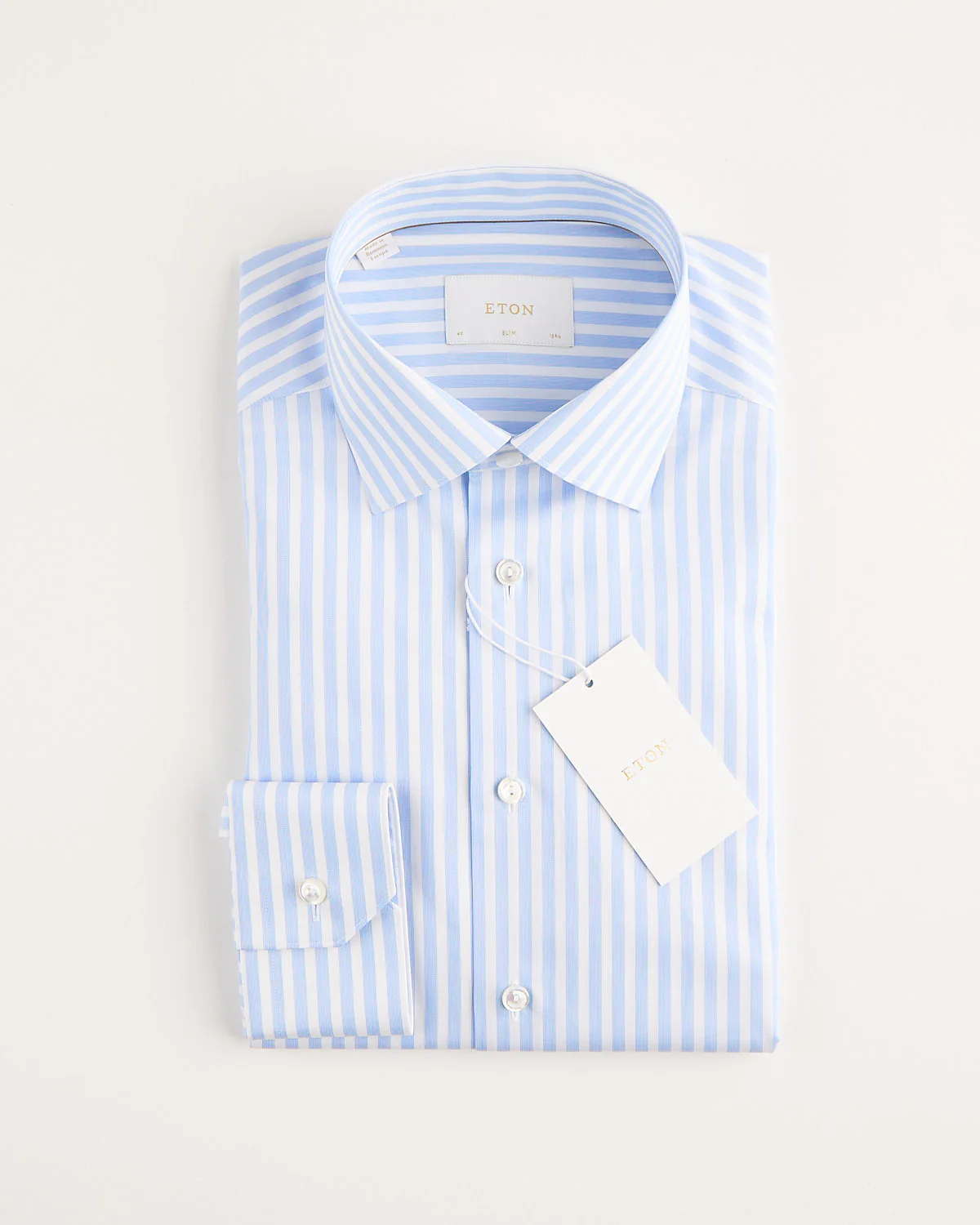 Slim Light Blue Bengal Striped Elevated Pique Shirt