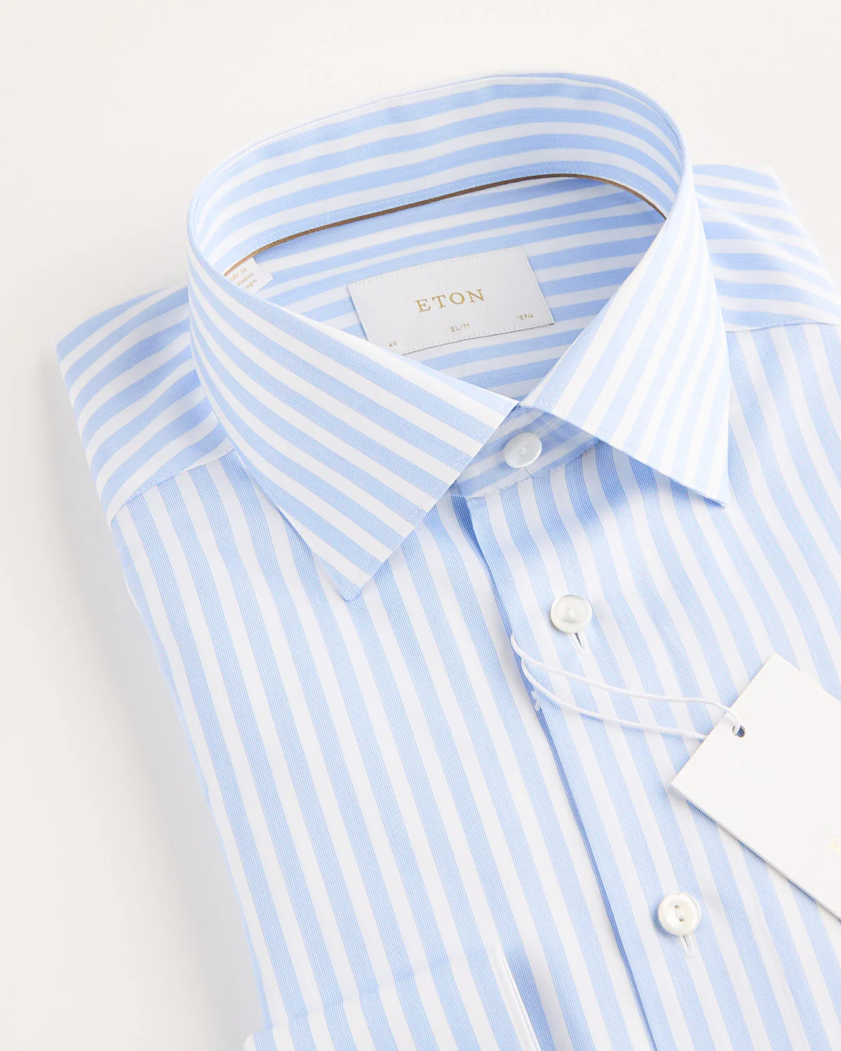 Slim Light Blue Bengal Striped Elevated Pique Shirt - Image 2