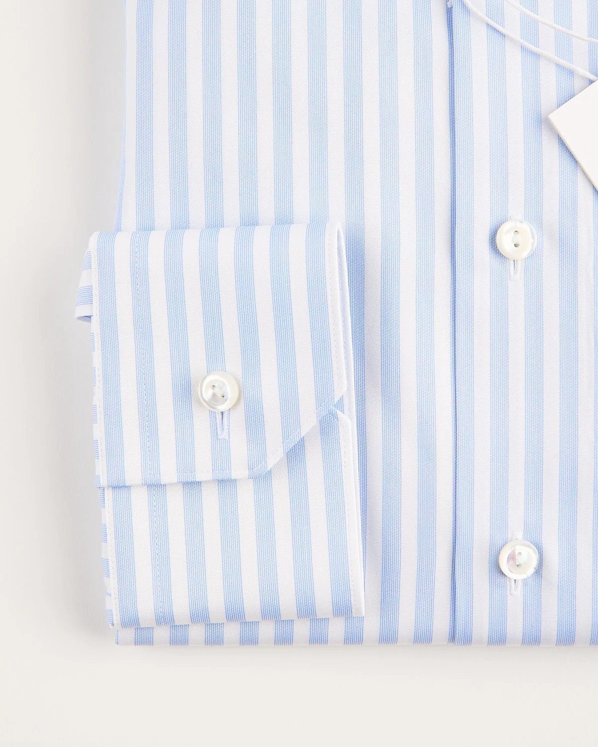 Slim Light Blue Bengal Striped Elevated Pique Shirt - Image 3