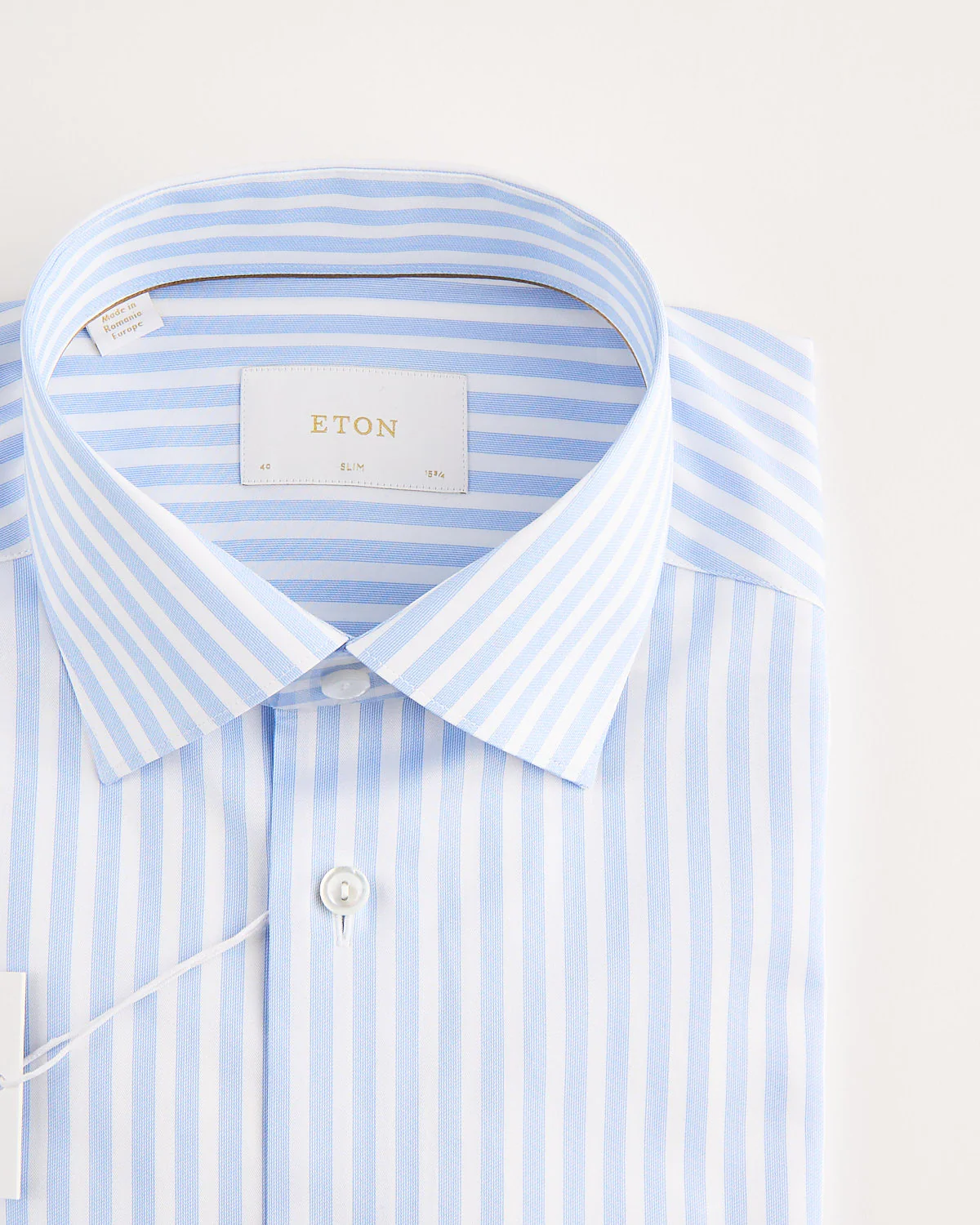 Slim Light Blue Bengal Striped Elevated Pique Shirt - Image 4
