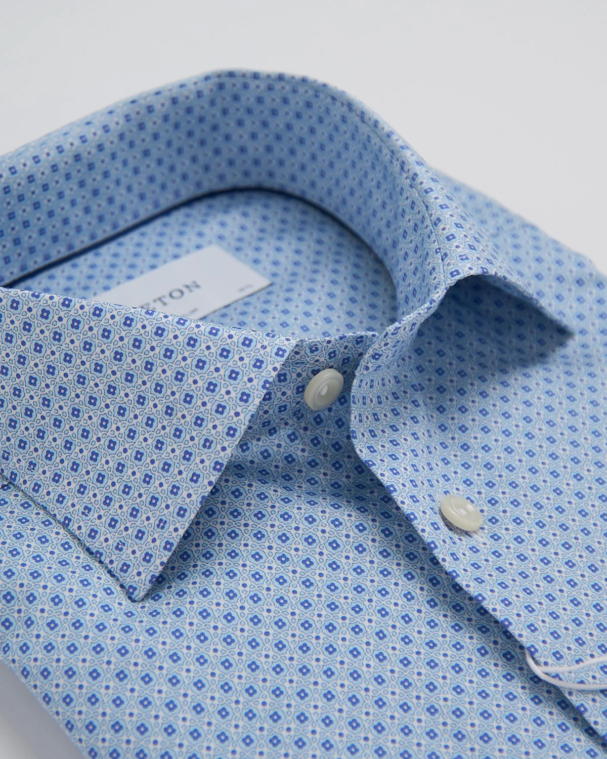 Slim Light Blue Geometric Print Signature Twill Shirt - Image 4