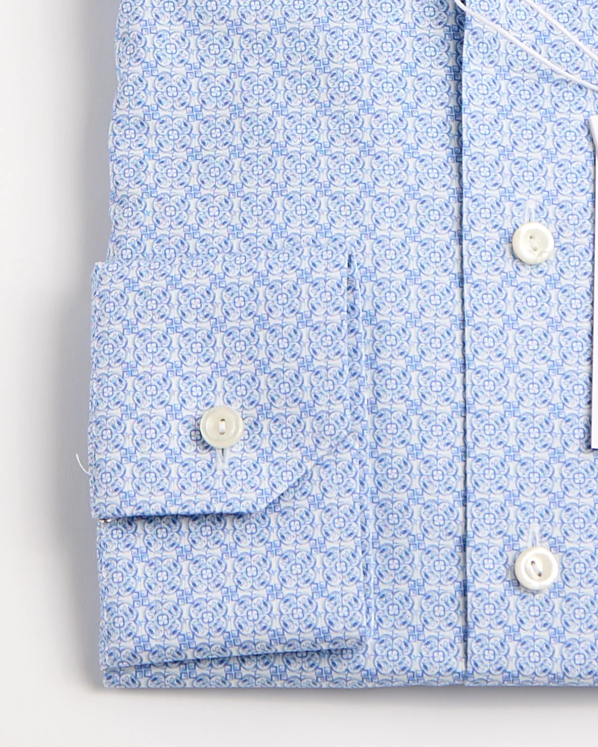 Slim Light Blue Geometric Signature Twill Shirt - Image 2