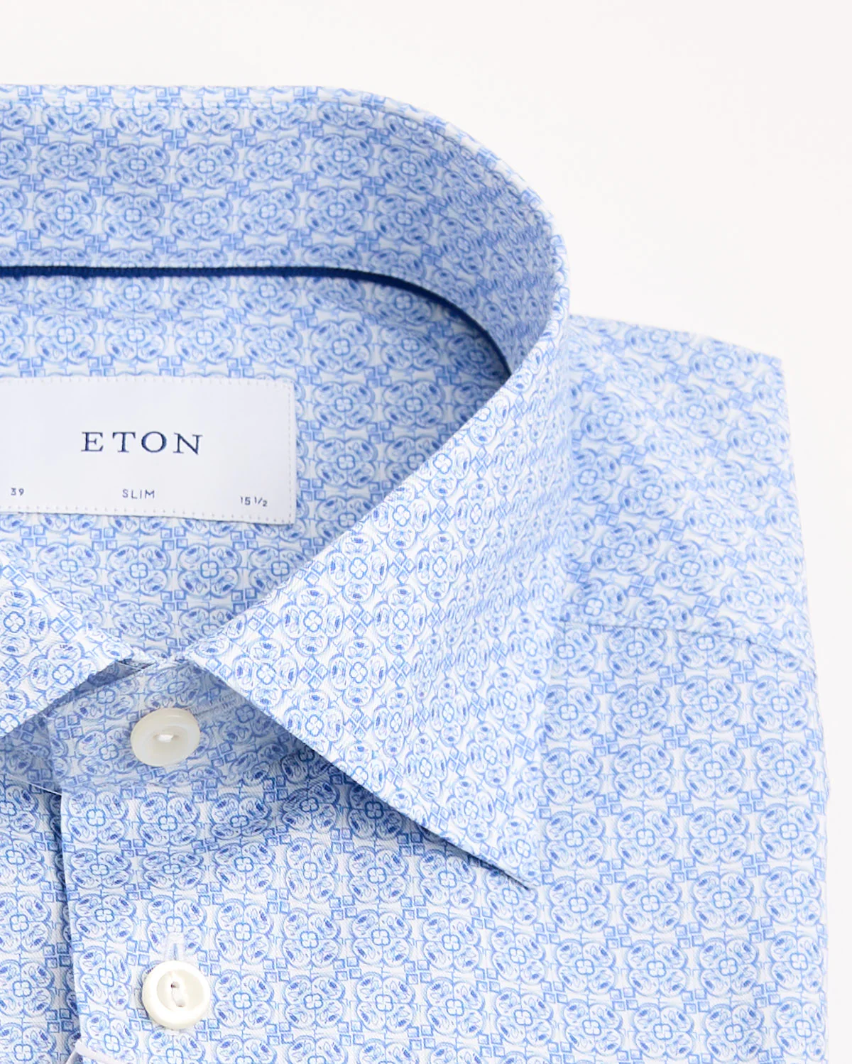 Slim Light Blue Geometric Signature Twill Shirt - Image 3