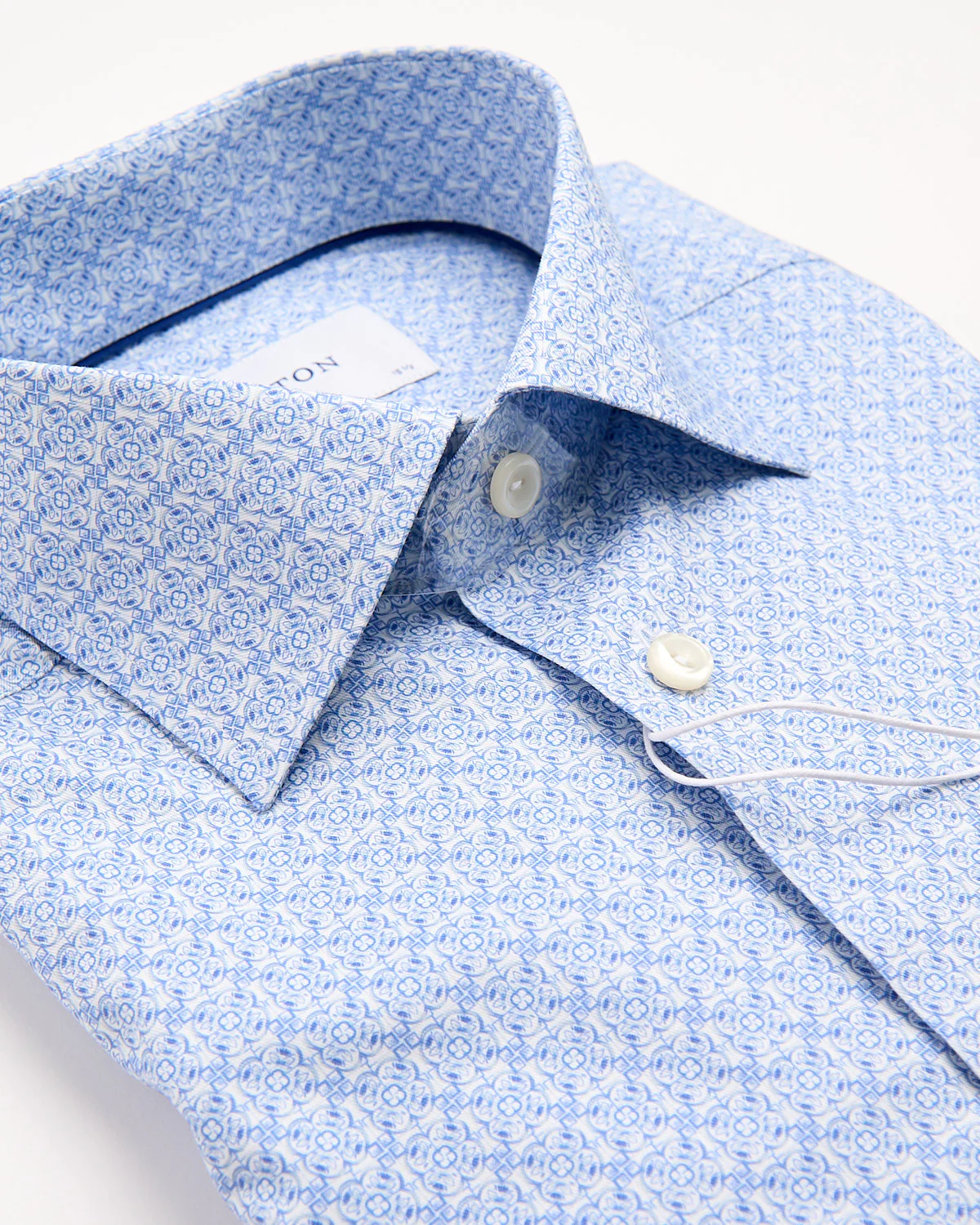 Slim Light Blue Geometric Signature Twill Shirt - Image 4