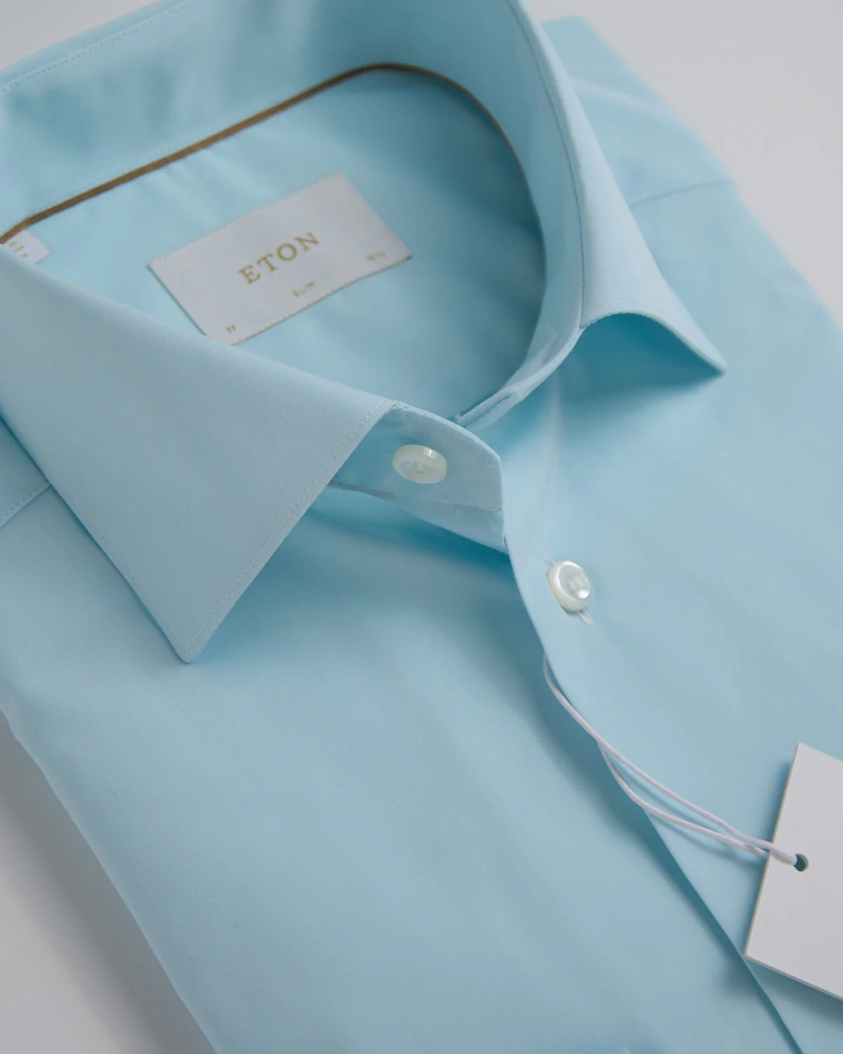 Slim Light Green Chambray Elevated Poplin Shirt - Image 3