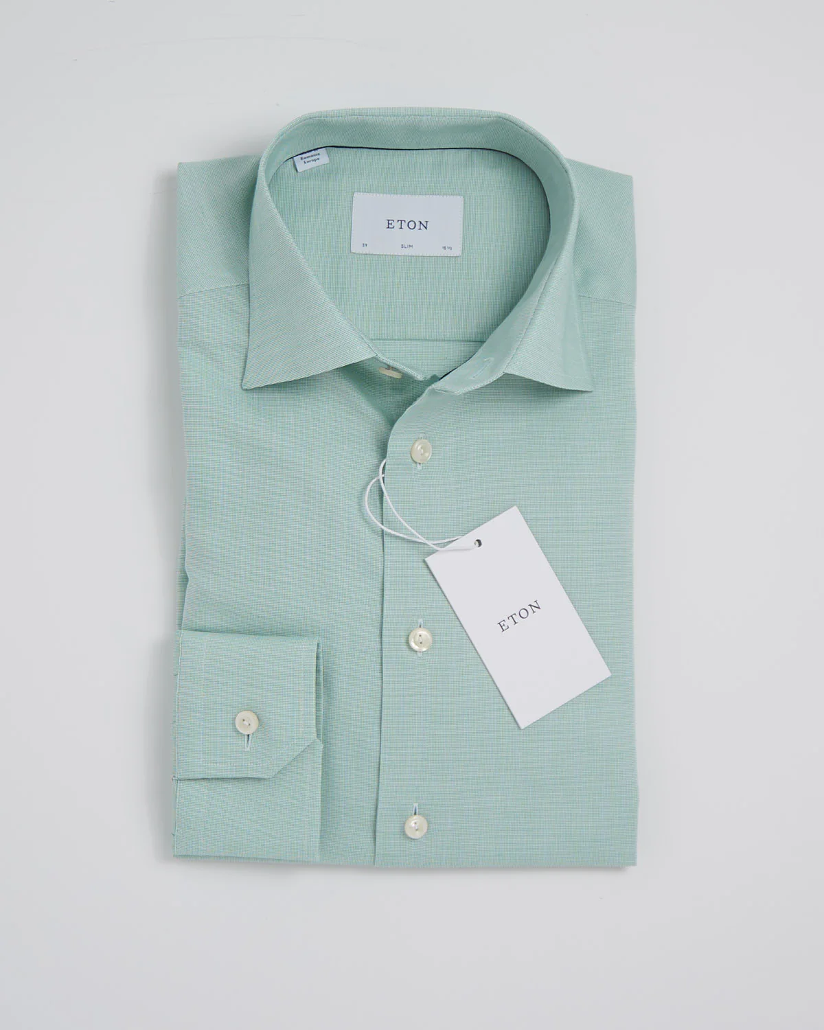 Slim Mid Green Solid Wrinkle Free Oxford