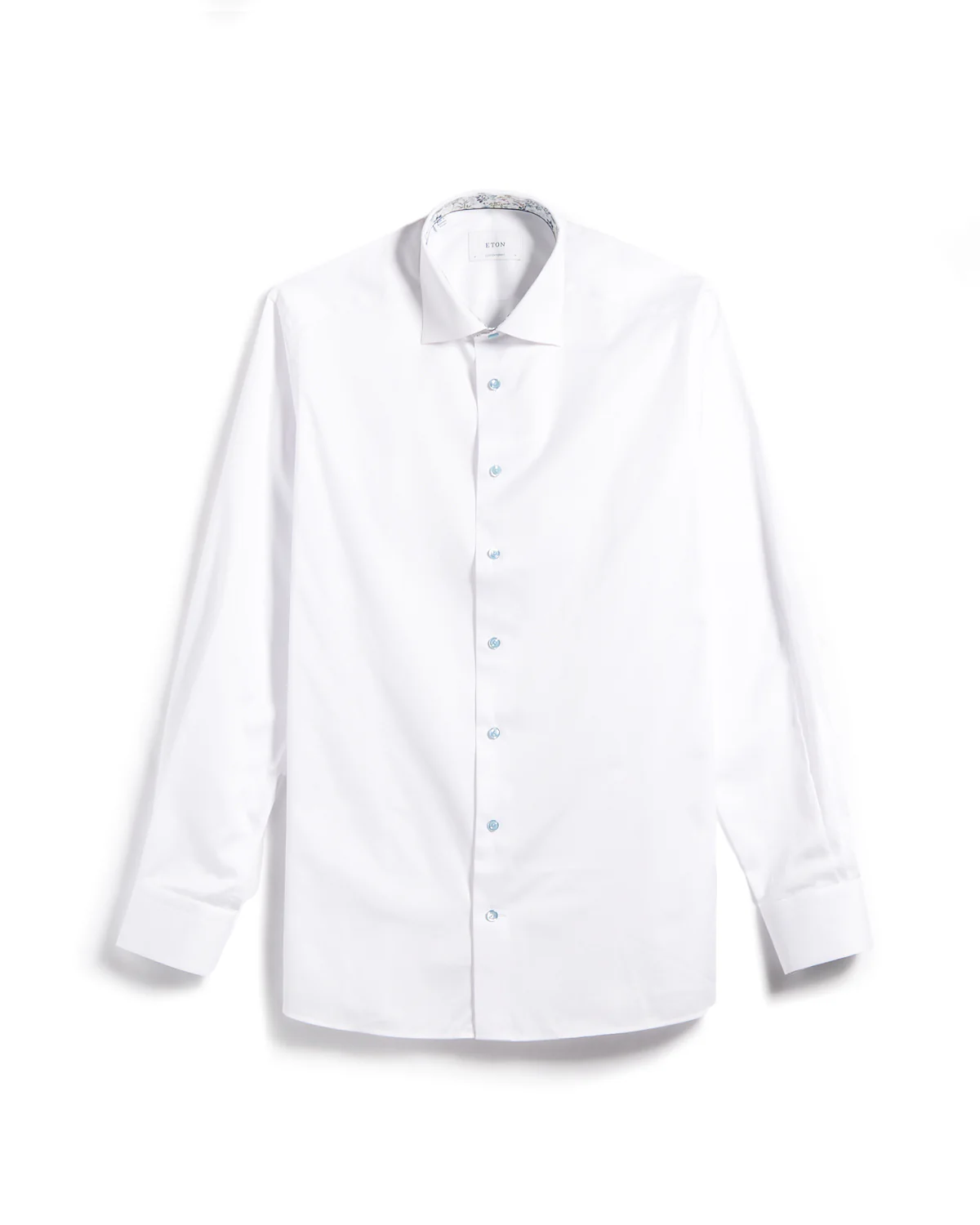 Solid Signature Twill Contemporary Shirt With Floral Trim