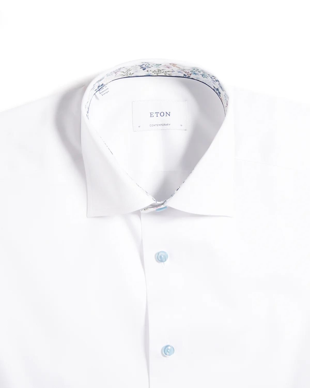 Solid Signature Twill Contemporary Shirt With Floral Trim - Image 4