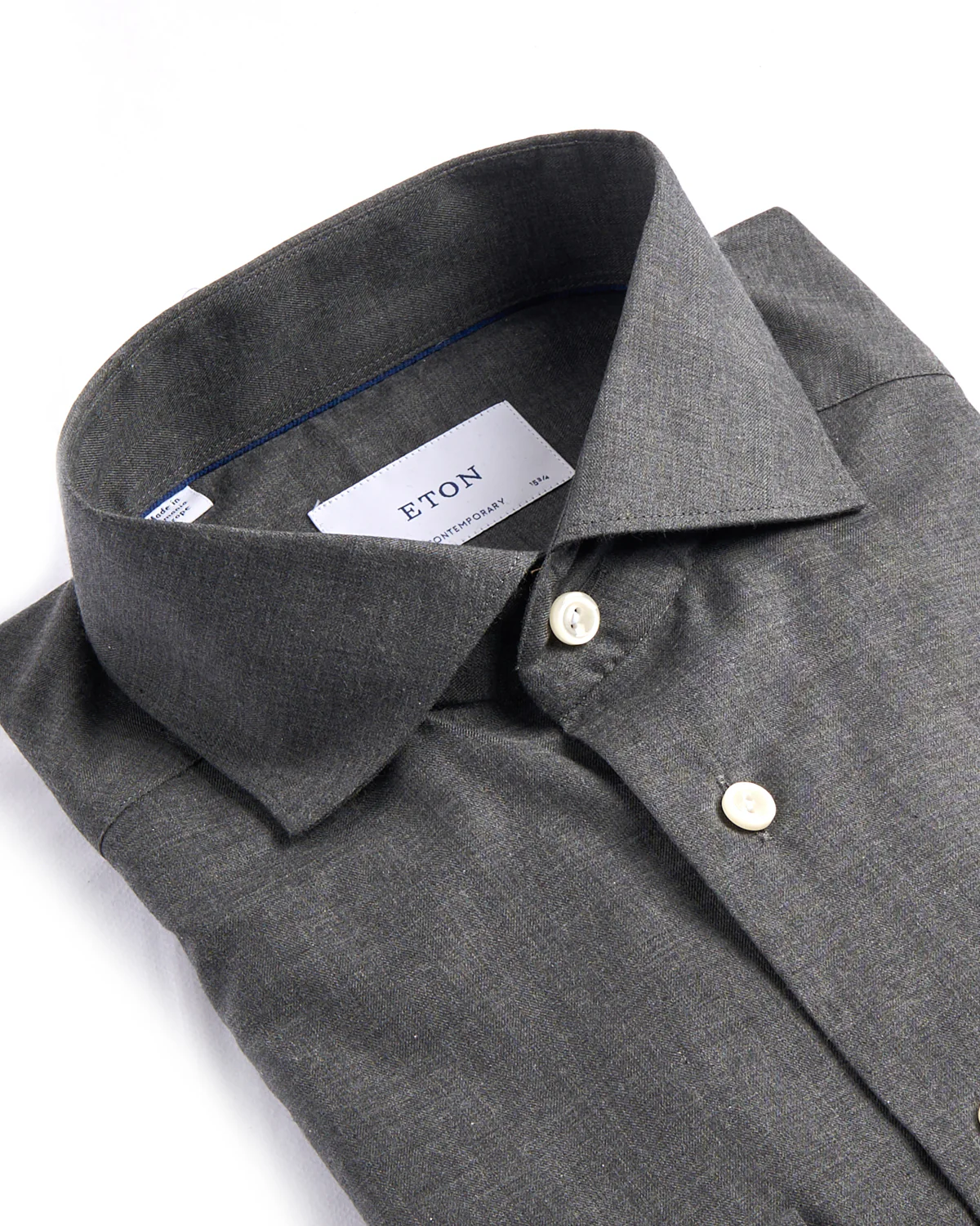 Solid Wide Spread Flannel Contemporary Shirt - Image 2