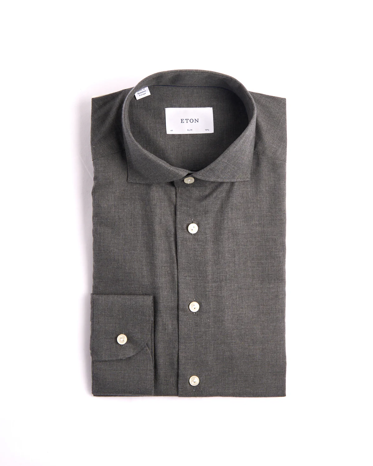 Solid Wide Spread Flannel Slim Shirt