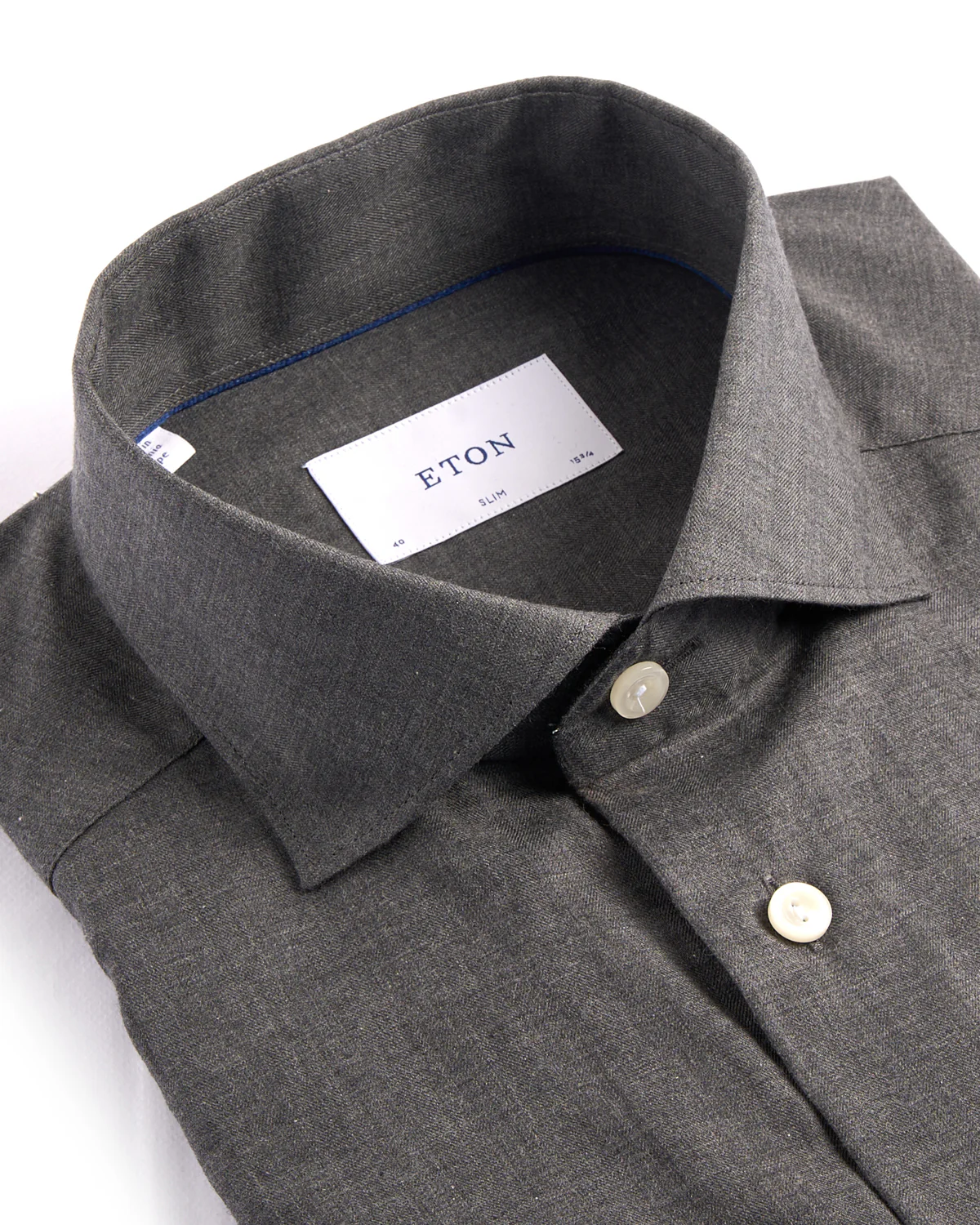 Solid Wide Spread Flannel Slim Shirt - Image 2
